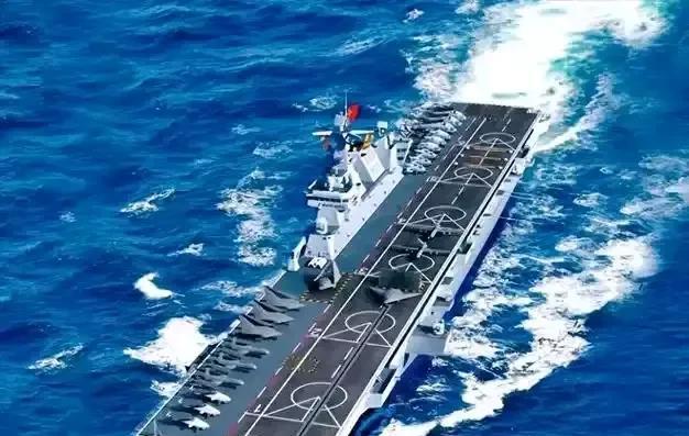 中国076两栖攻击舰，排水量达4万余吨，长263米，宽43米，采用电磁弹射与阻栏
