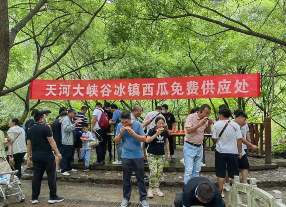 河南瓜农发愁！多家景区批量收瓜免费送游客，助农也为游客送清凉。2026年7月