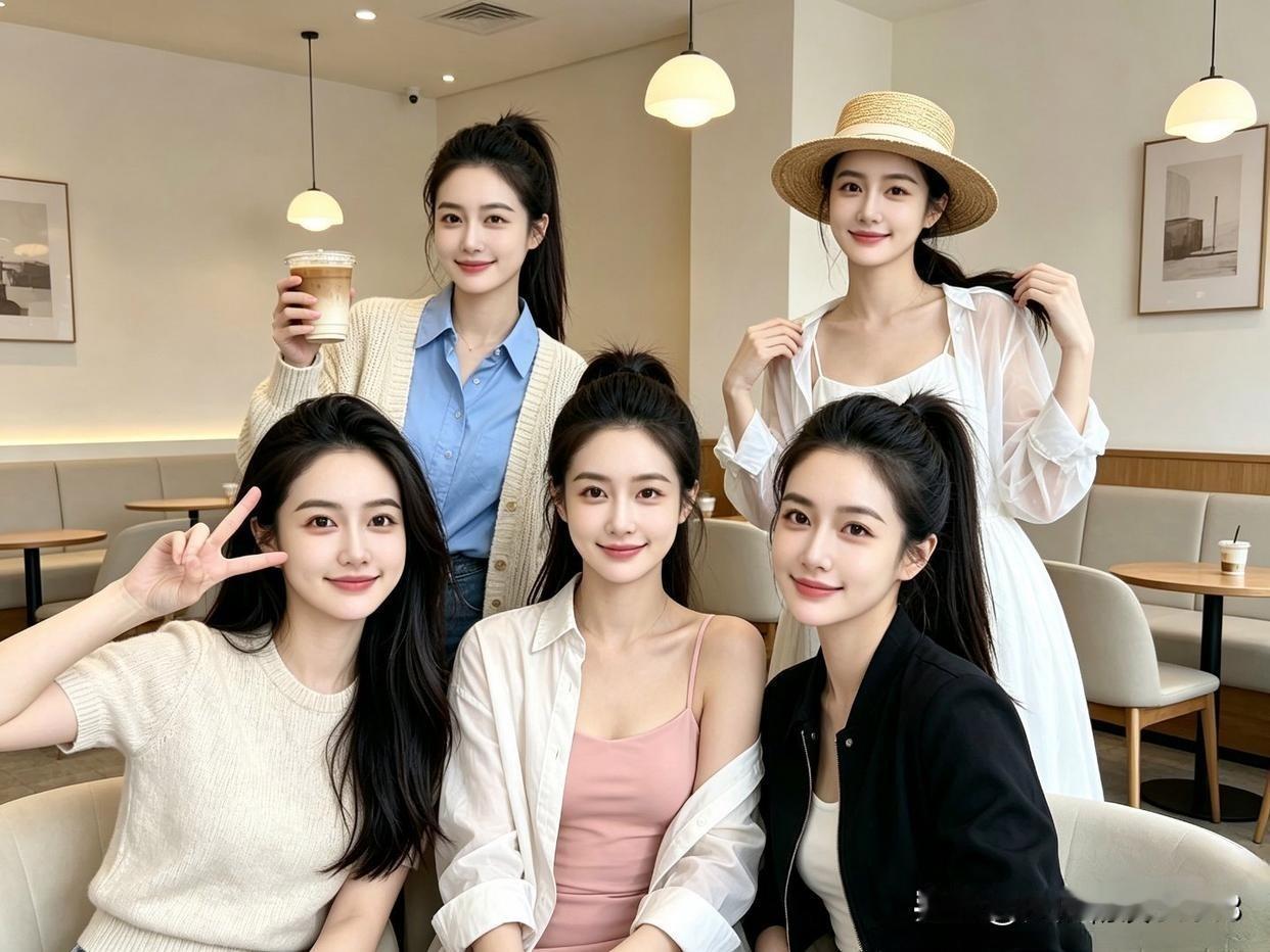 这5朵金花都很漂亮，要我说，第一眼就相中第一排中间这位小姐姐。她的气质温柔大