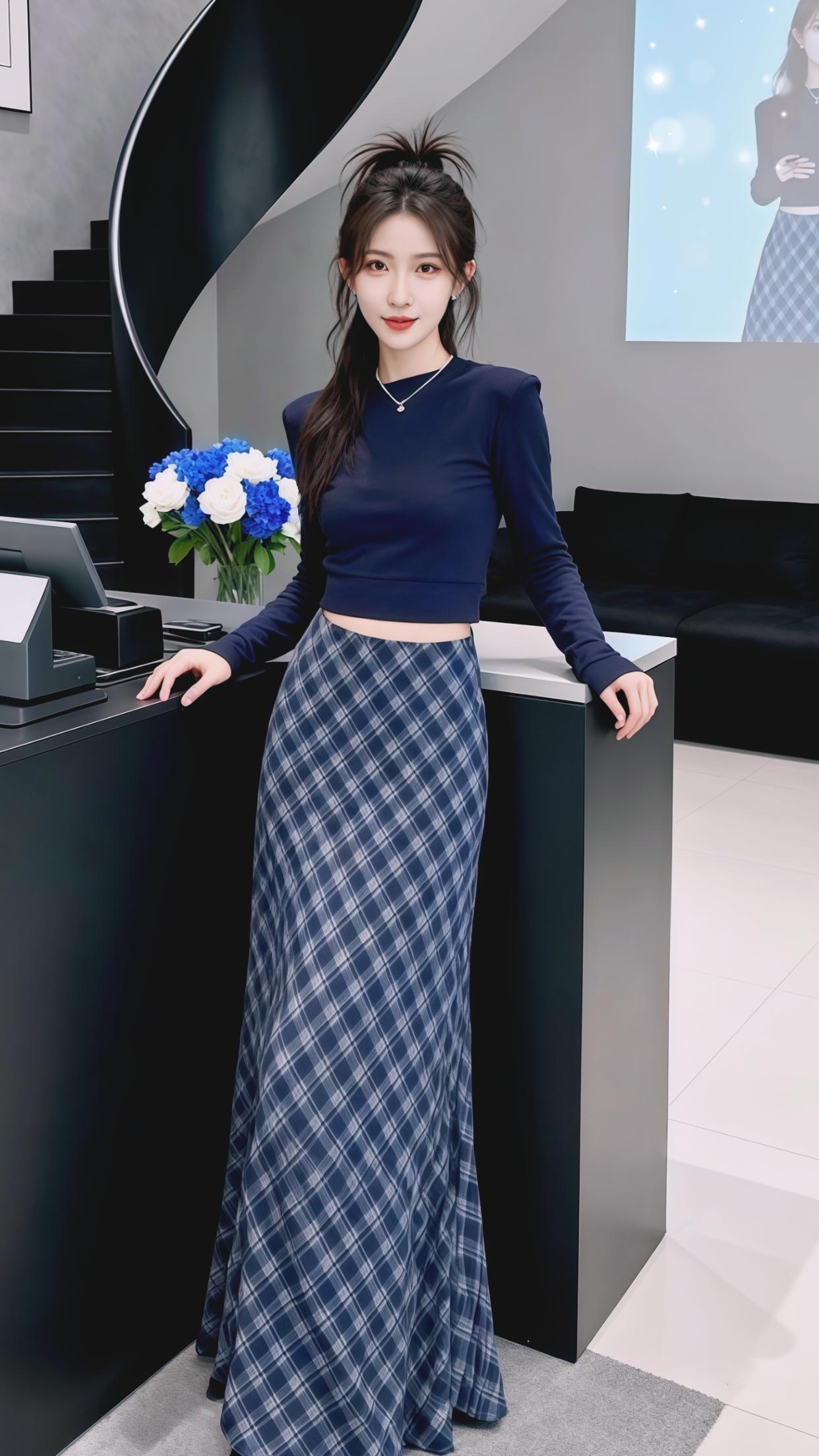 穿搭优雅气质时尚半身裙格子裙搭配