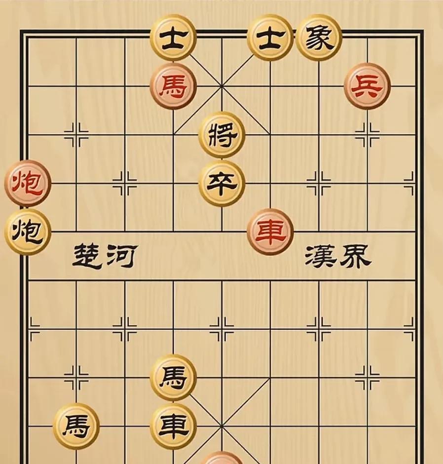 这残局也怪，只要黑车平移一步棋，把马腿松开，这游戏也就结束了。所以红棋反击时只能
