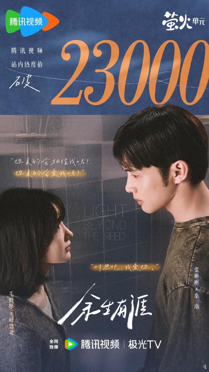张彬彬毛晓彤余生有涯热度破23000张彬彬、毛晓彤余生有涯腾讯视频站内热度突破