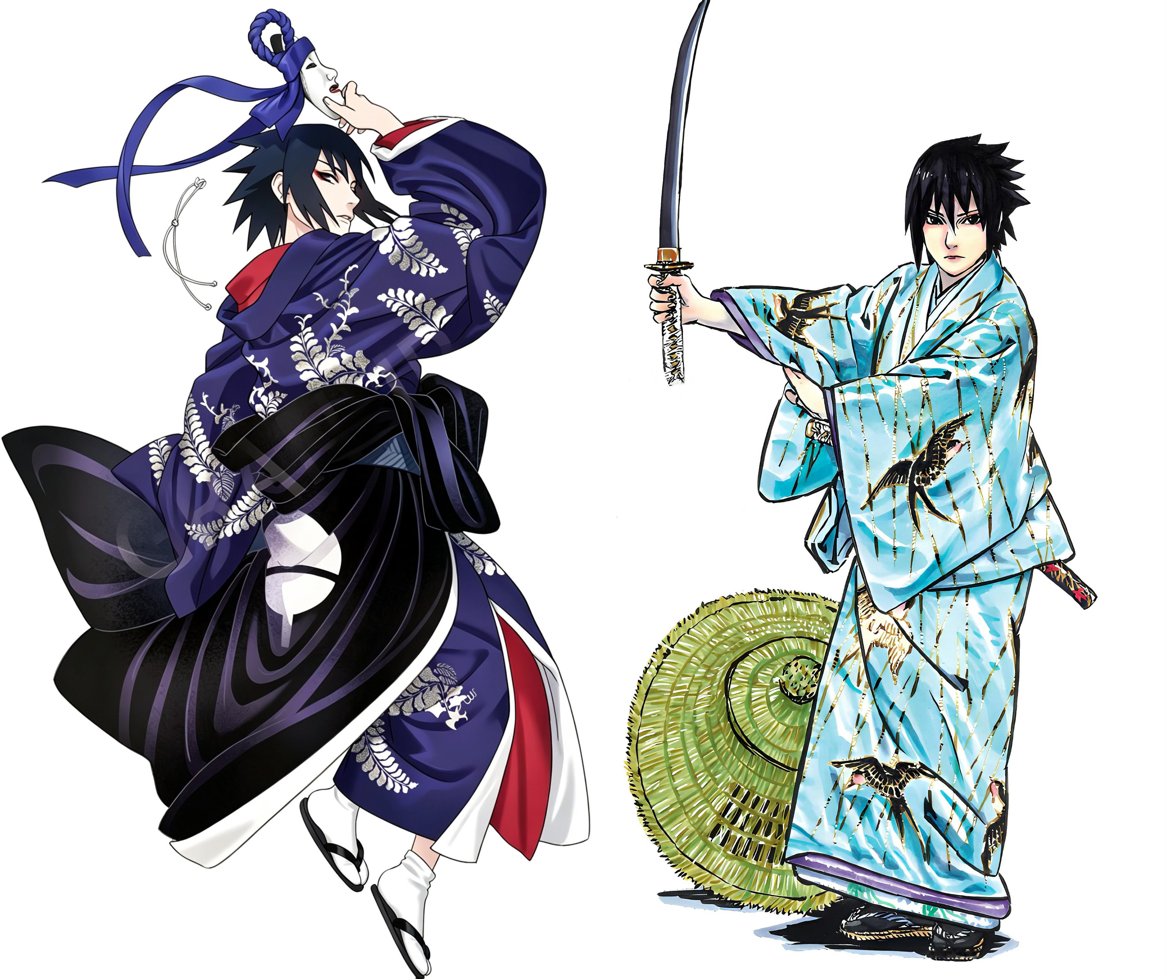 这次的新周边插图属实美抠了鸣人&佐助的单人立绘同样是歌舞伎造型拿来和岸本画