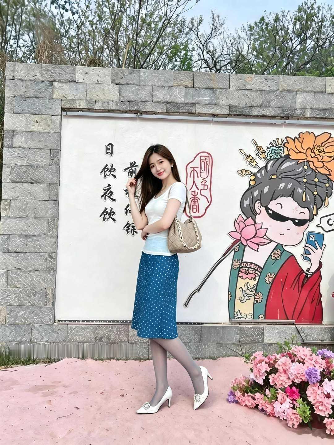 夏日优雅通勤穿搭分享。初夏日常出门，简约搭配最显气质。修身的白色短袖贴合身形，清