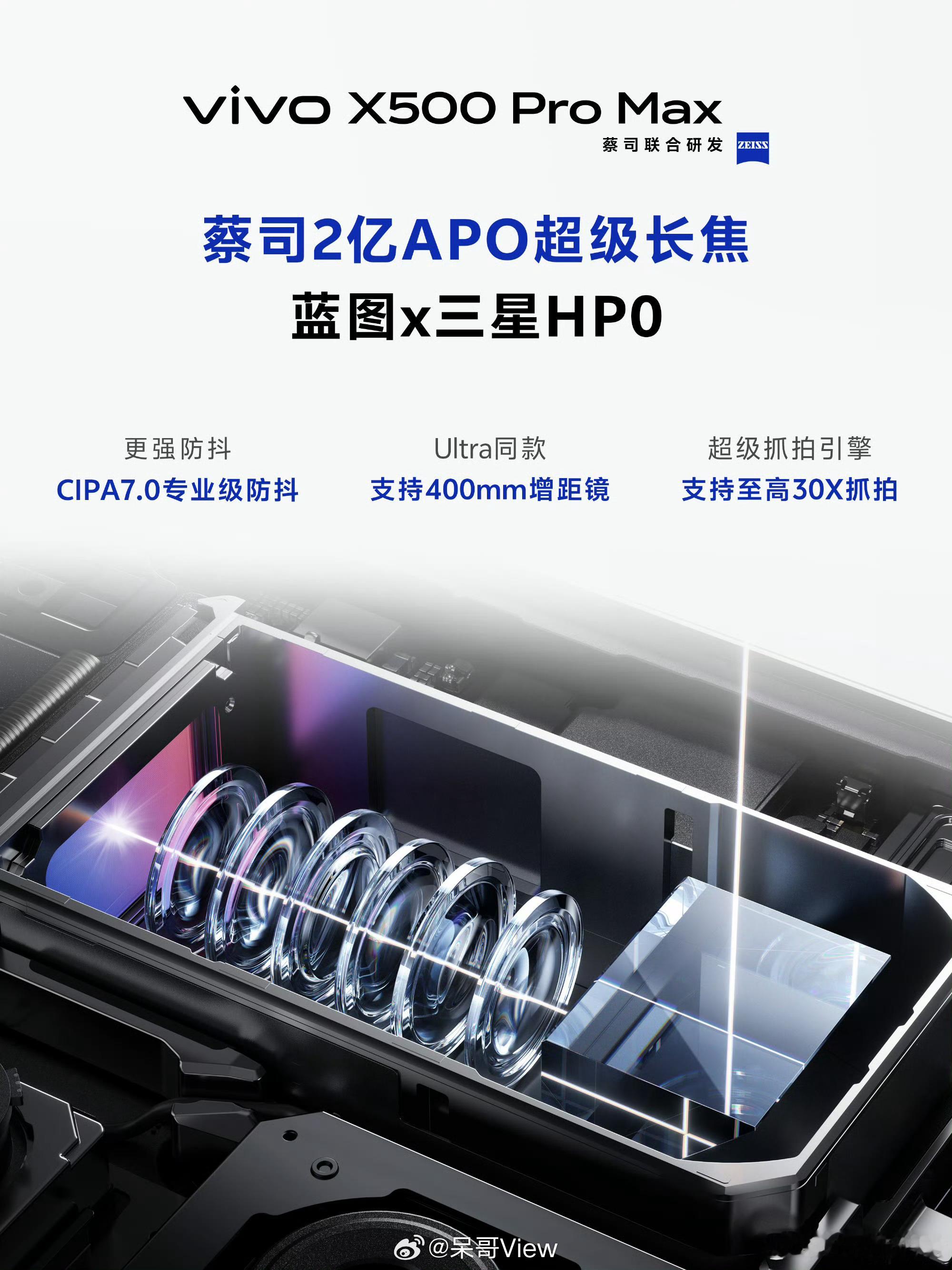 一般手机长焦能给个1/1.56就不错了，X500ProMax直接上了X300U同款的1/1.4英寸底