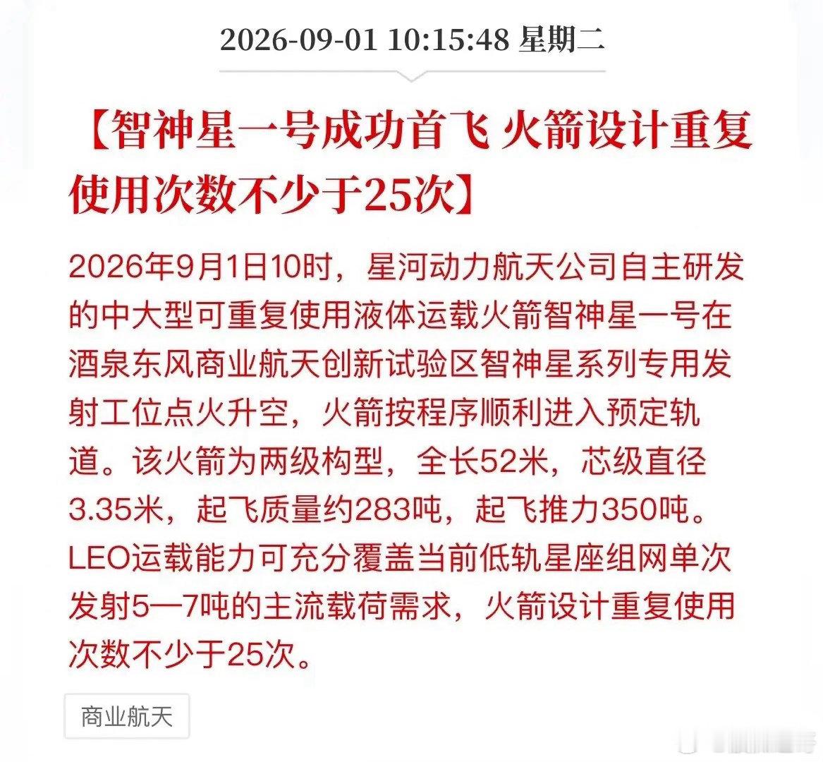 历史性首飞！智神星一号冲天，可复用火箭迎来重大突破刚刚传来捷报！星河动力“智神星