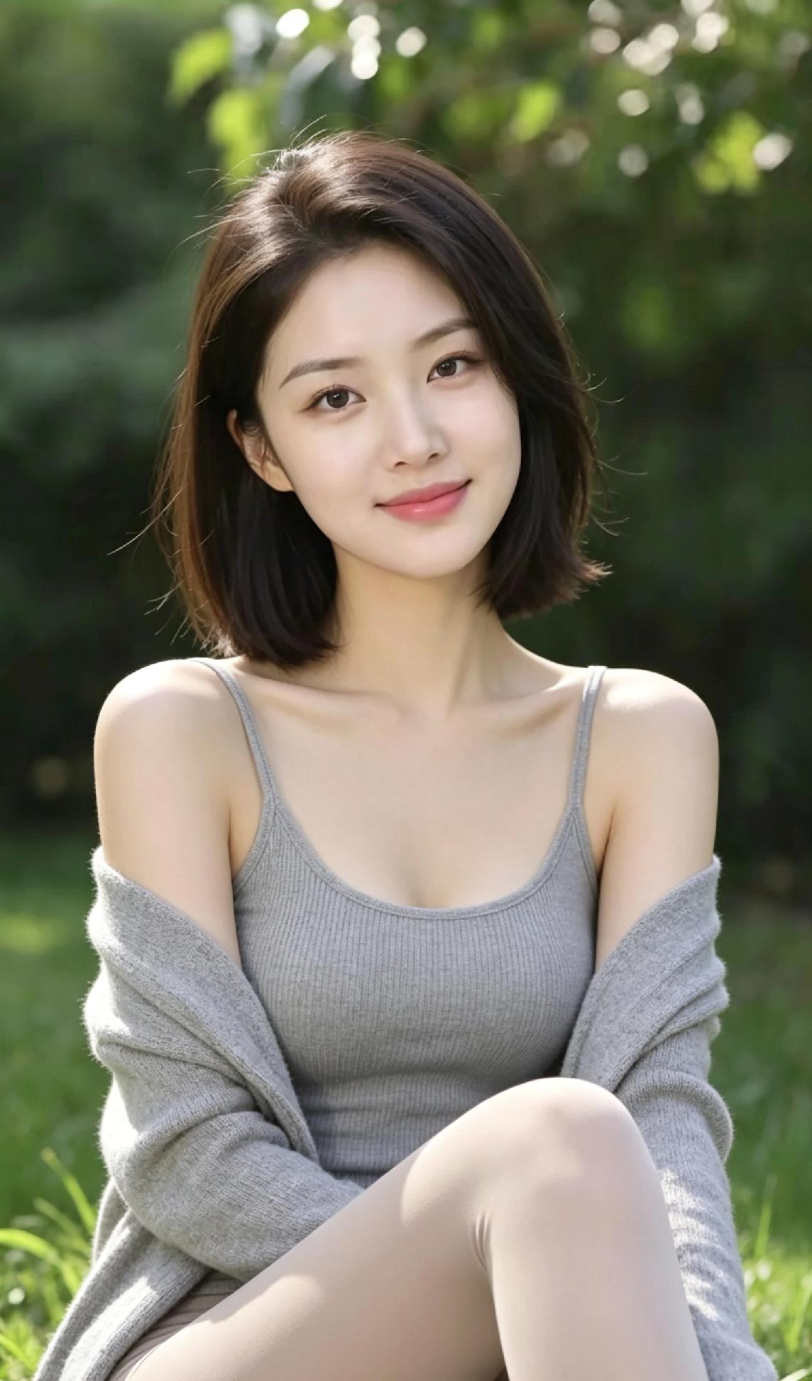 阳光下的甜美少女，微笑如春日暖阳