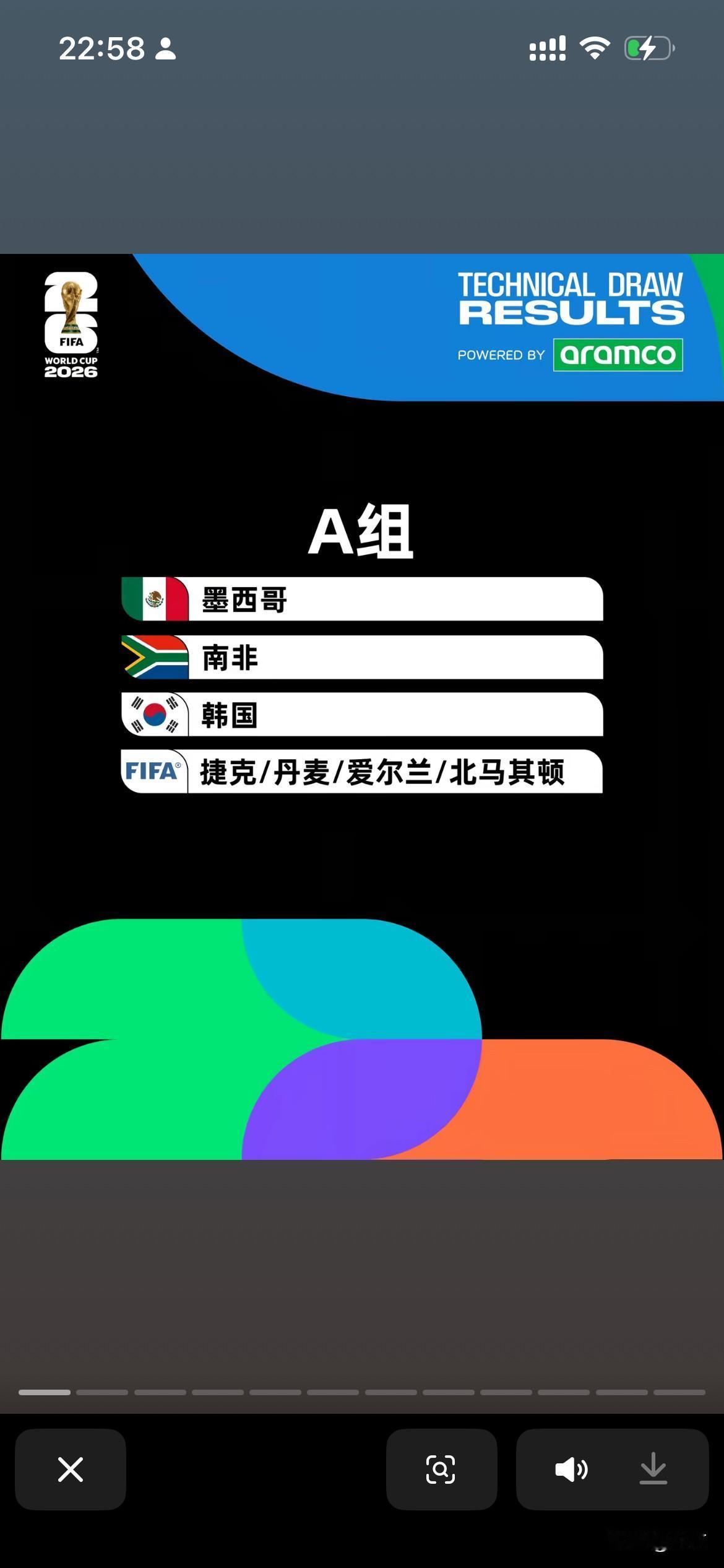 明年世界杯的分组情况出来了，巴拉圭代表当时好像大声地喊了一声，ohno[捂脸哭]