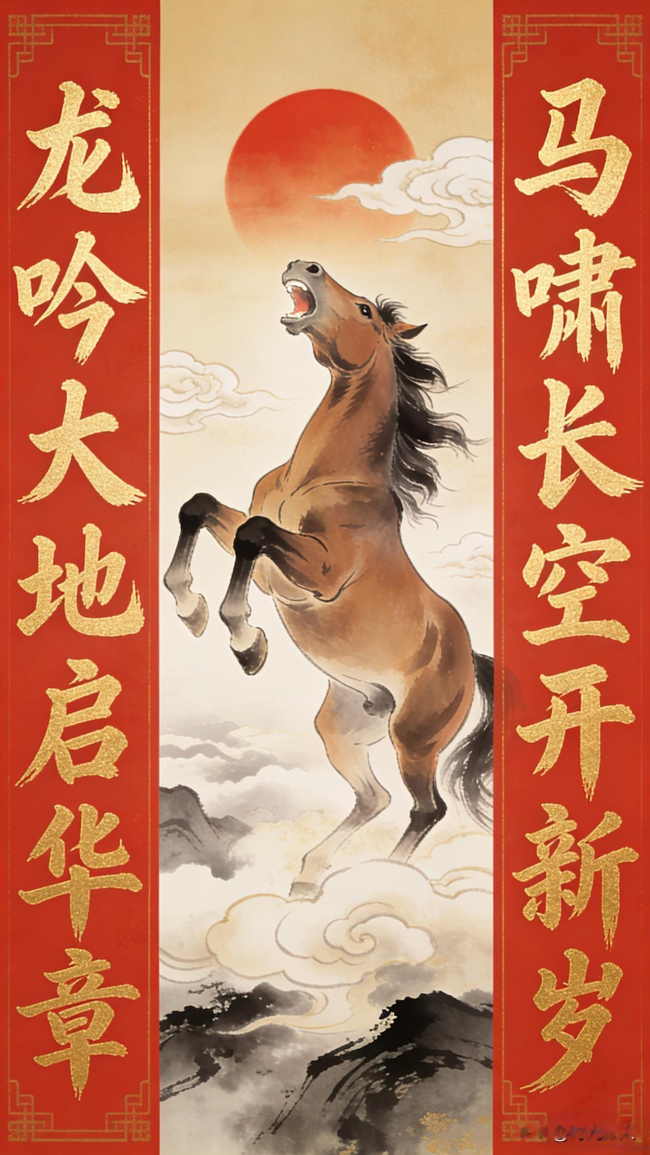 友友们天天催我更对联，说我写的比春晚还上头。今天直接放大招：上联：马啸长空开