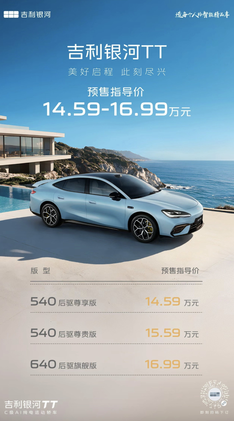 吉利银河TT开启预售了，给大伙简单汇总一下～车身长4999mm、轴距2920mm