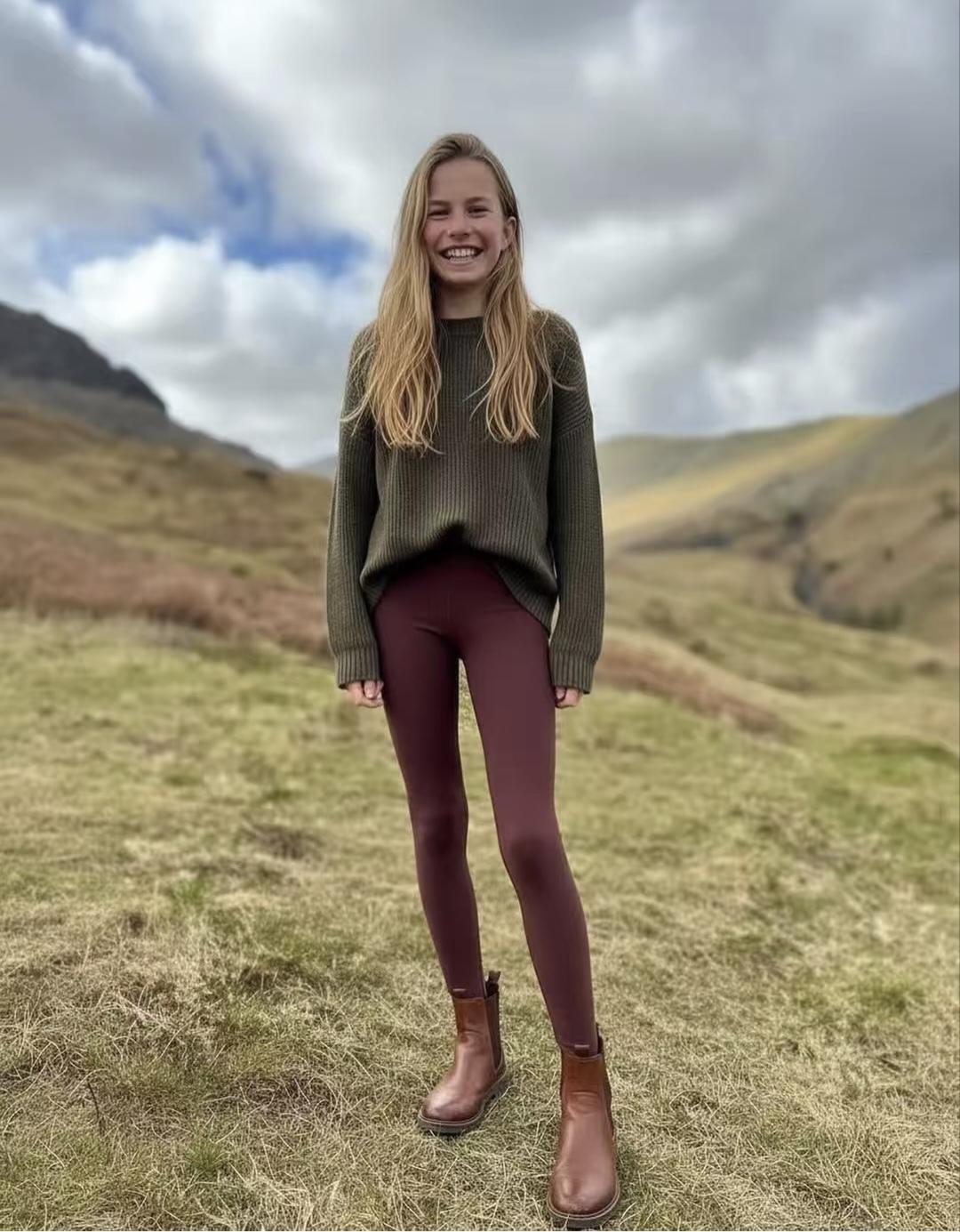 夏洛特公主近照，这也忒随温莎家了的基因啊：看这大长腿，随父亲威廉王子，还有太爷爷