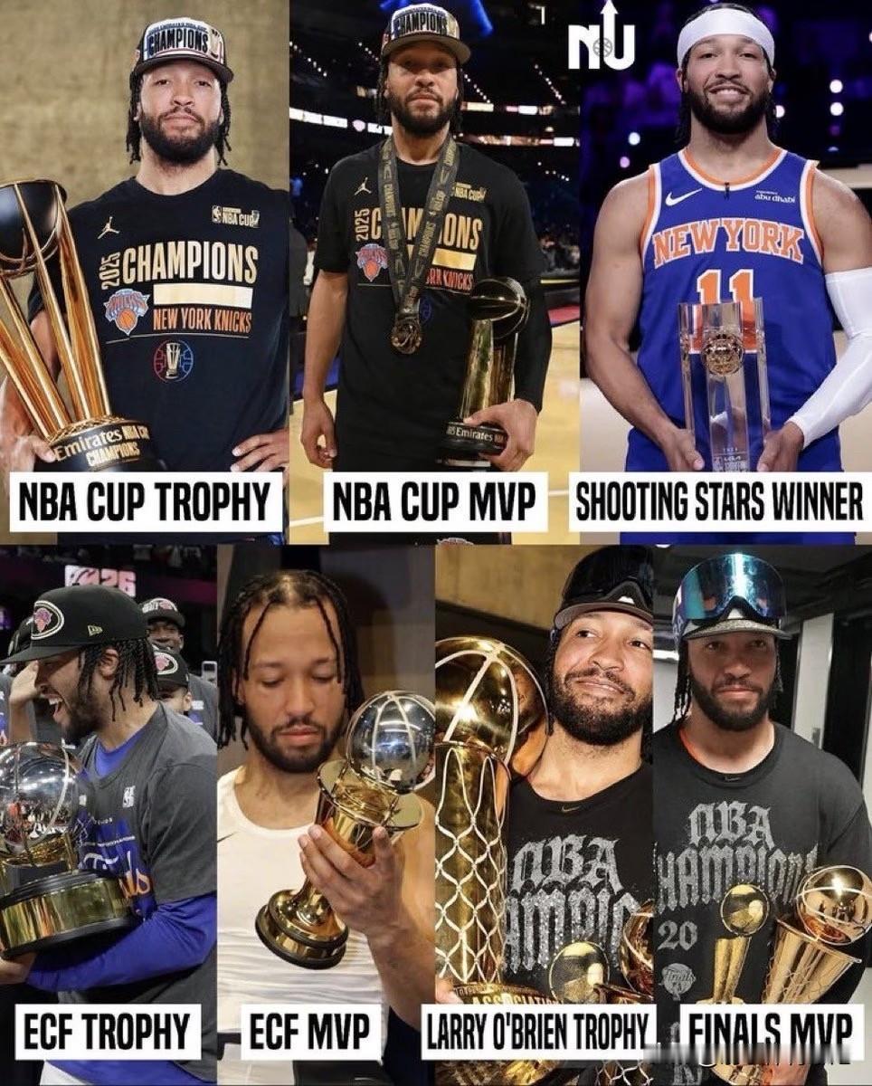 布伦森1个赛季狂揽7座奖杯！•NBA杯赛冠军奖杯•N
