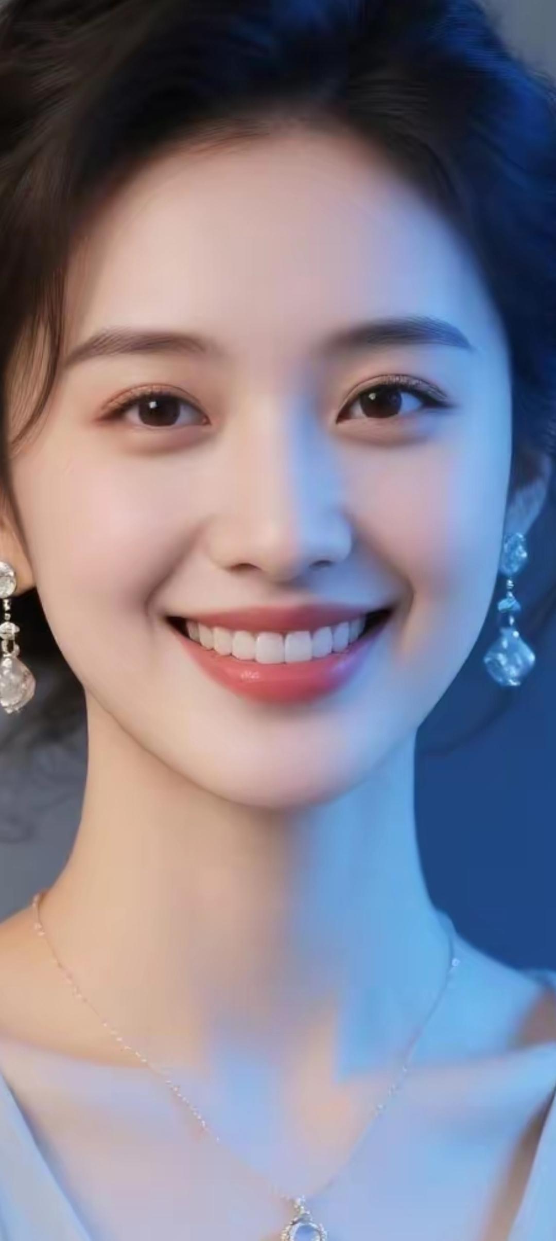 微笑的魅力，闪耀的耳环，优雅的气质！