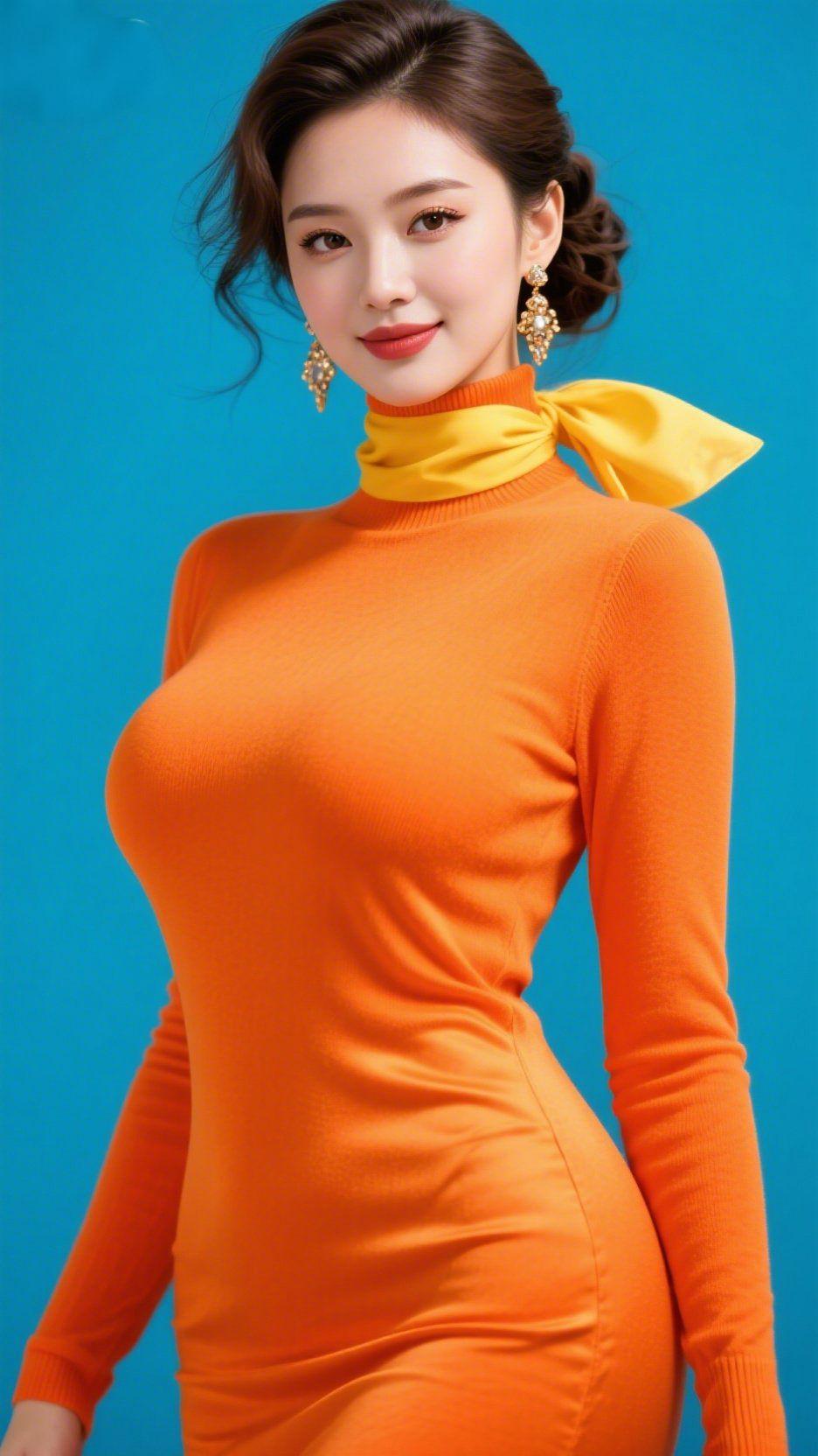 橙蓝相映，清美入目澄澈湖蓝铺展成静谧底色，干净明朗，恰似盛放开阔的晴空，安