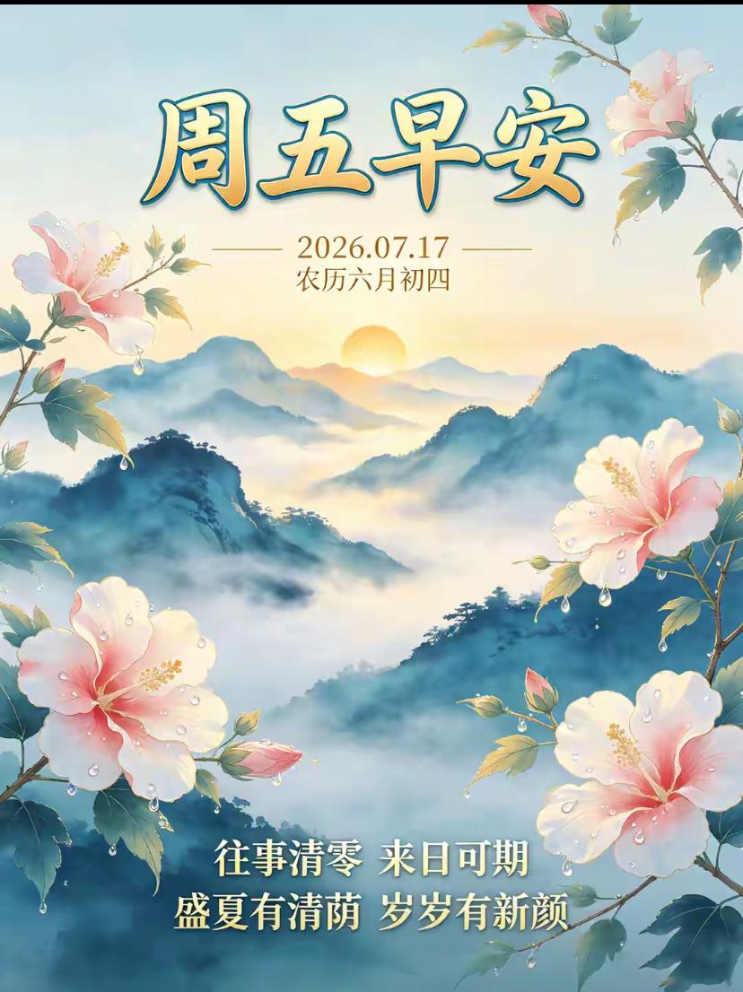 🌺2026./7月17日，晨光舒倦意，清风伴周五🌺🌈🌷人间的暖意，