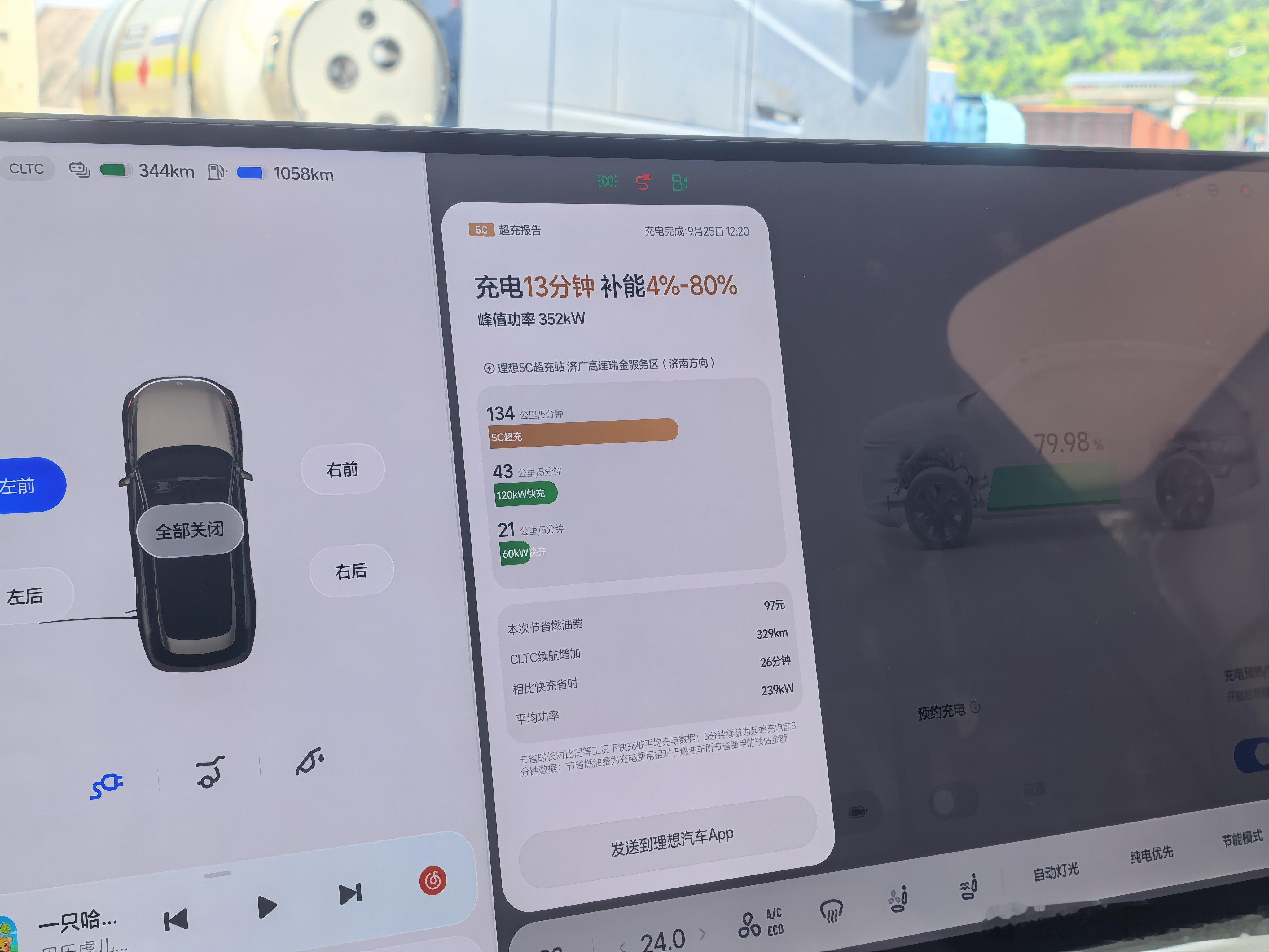 因为理想5C充电速度太快，隔壁理想i6放弃使用5C超充，选择用2C，充上后就带着孩子去服务区休息了。