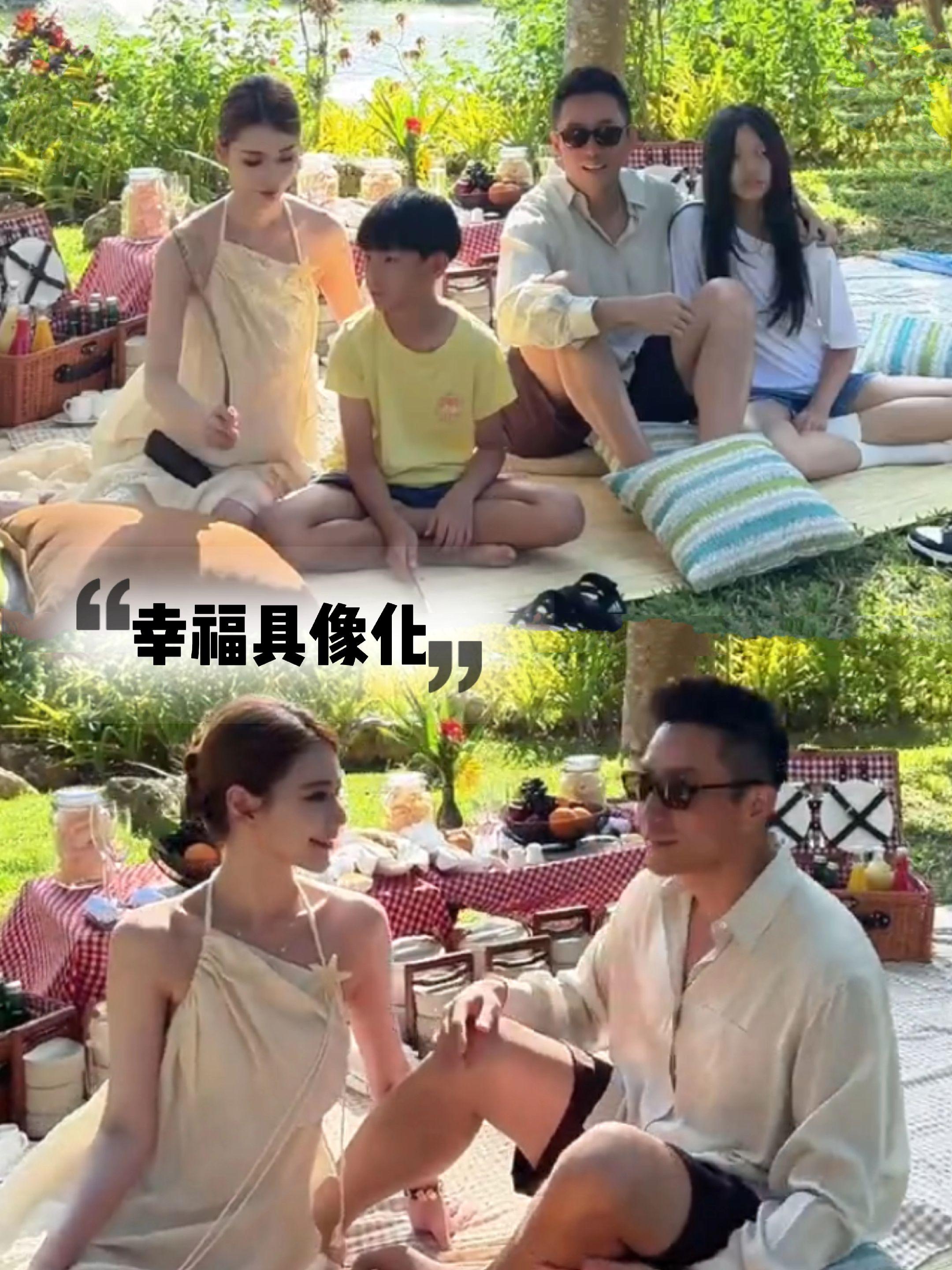 “一家四口”海边温馨合照。马筱梅越来越温柔了，看老公眼神有爱，玥儿姐弟...