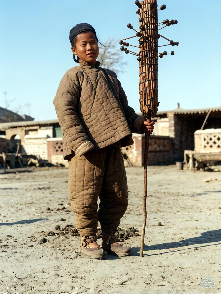 1897年的东北某地，一名走街串巷卖糖葫芦的满族小男孩。他手里握着草靶子上的糖葫