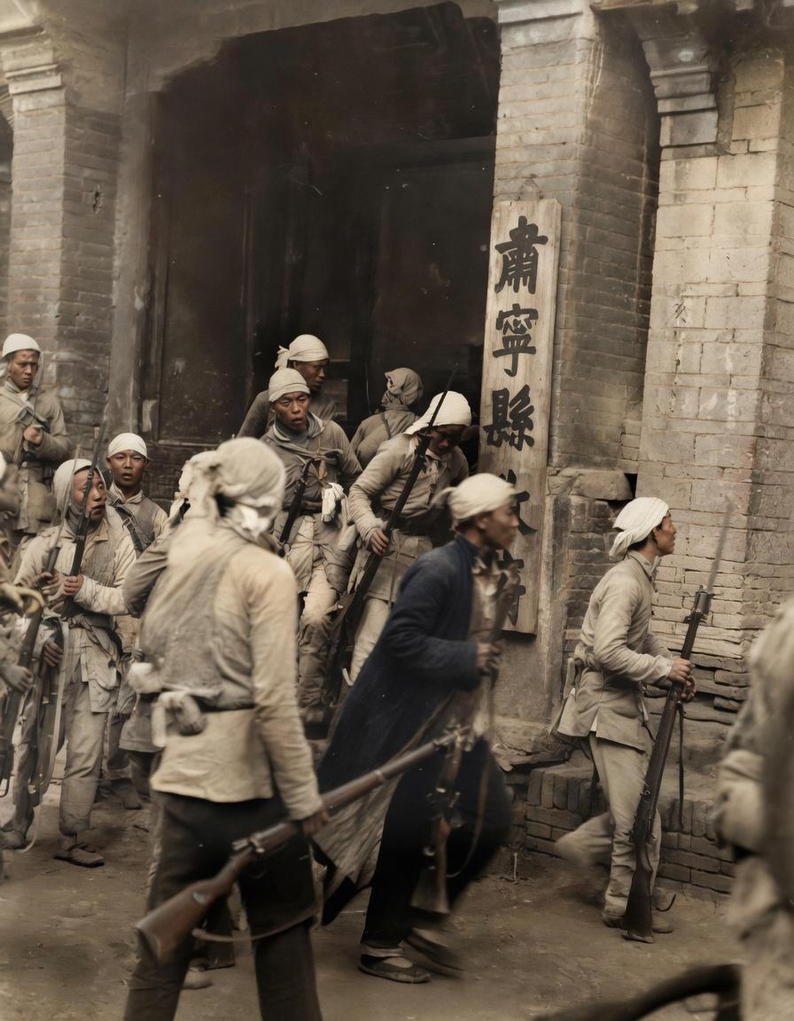 1944年，肃宁县城解放战斗，晋察冀军区第九军分区的八路军与民兵攻克肃宁县城后，