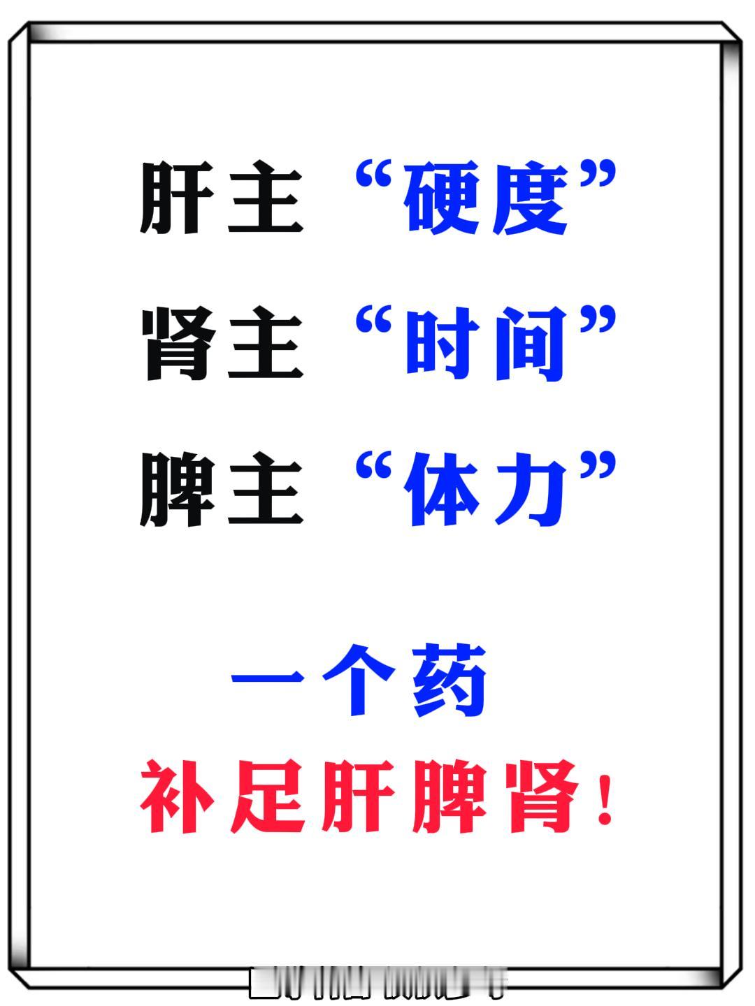 肝主“硬度”、肾主“时间”、脾主“体力”，一个药补足肝脾肾！