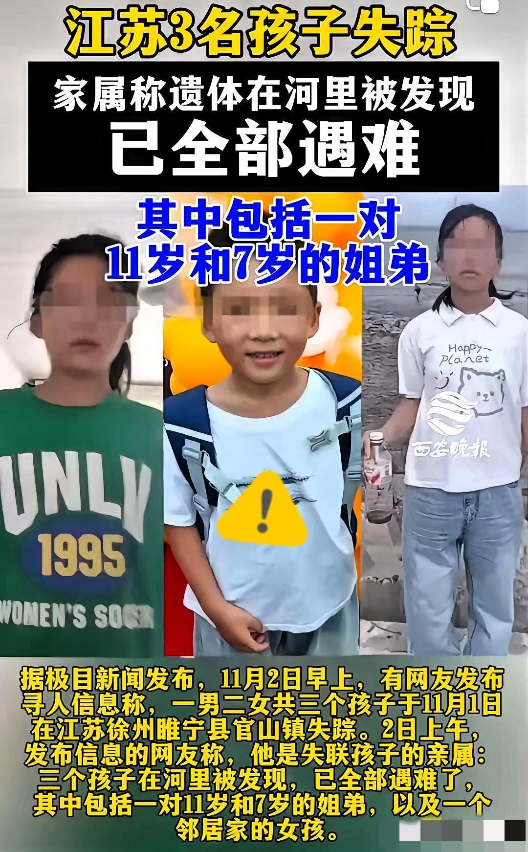 痛心，三个孩子找到了，可是再也不能叫妈妈了。11月1日下午，安徽六安赵山村三