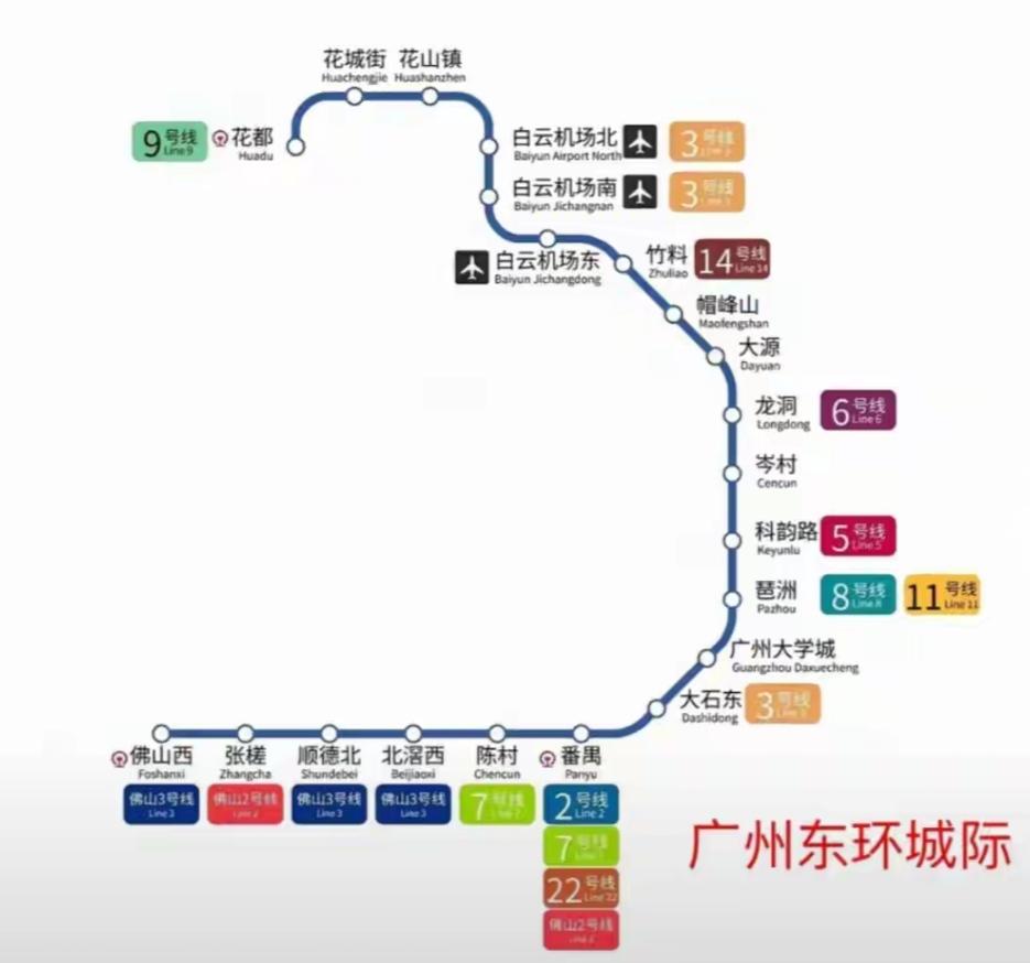 广州东环城际铁路（广清城际广州白云至广州北段、新白广城际广州北至白云机场T2段与