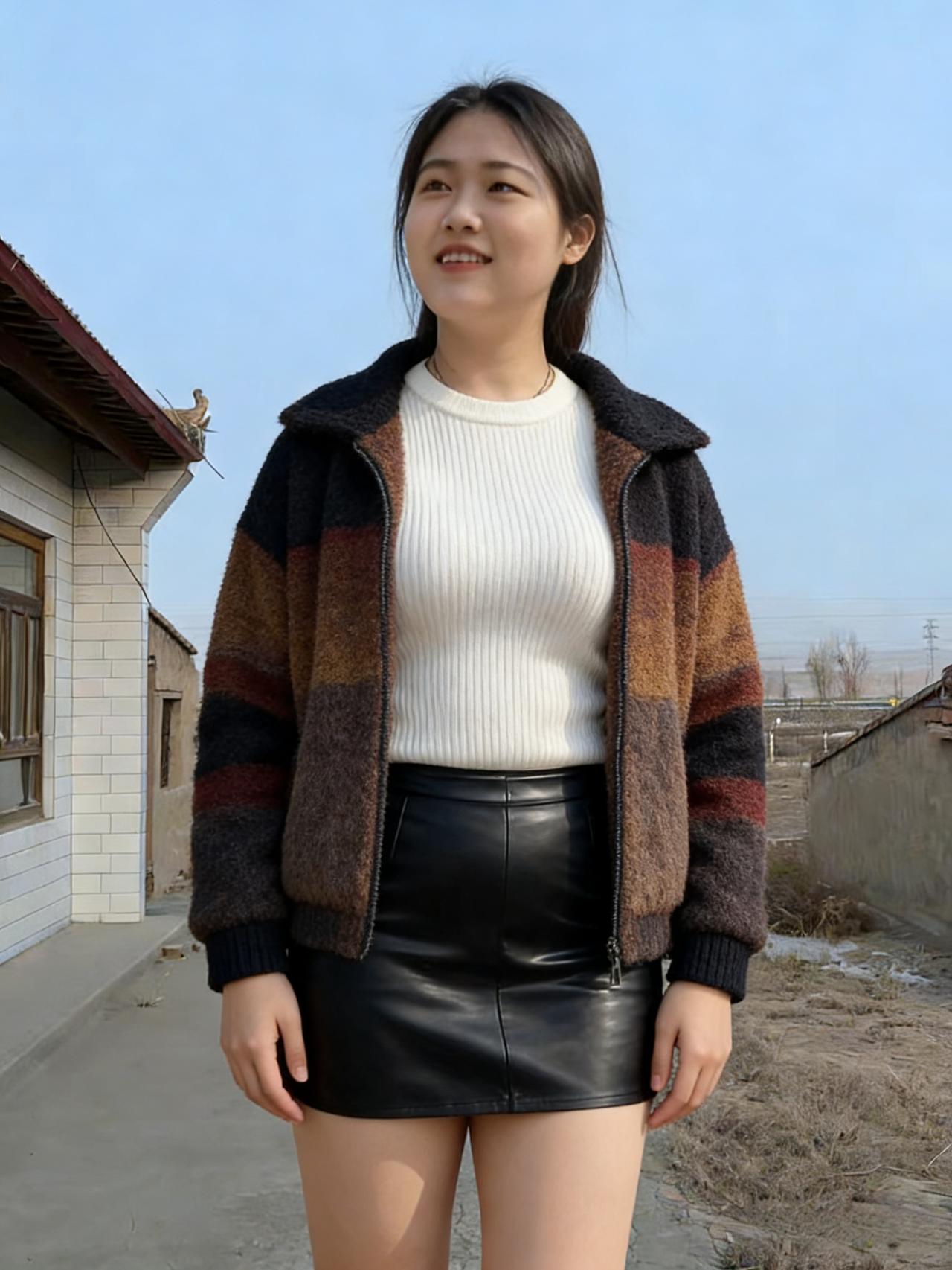 毛衣是白色的，像刚落的雪皮裙是黑色的，像夜的碎片我站在两种颜色之间像站在两