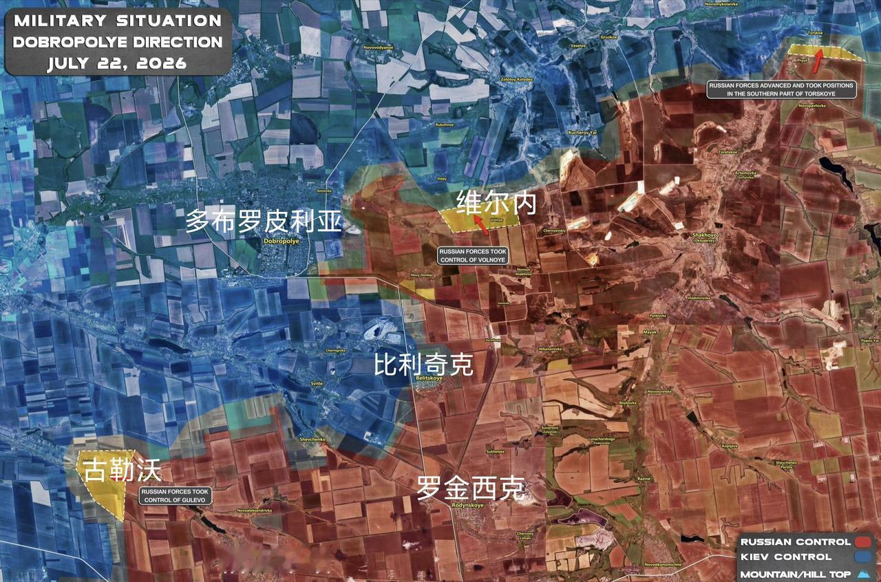 俄军中部集群突击队占领了维尔内和古勒沃，针对多布罗皮利亚的意图十分明显。其中占领
