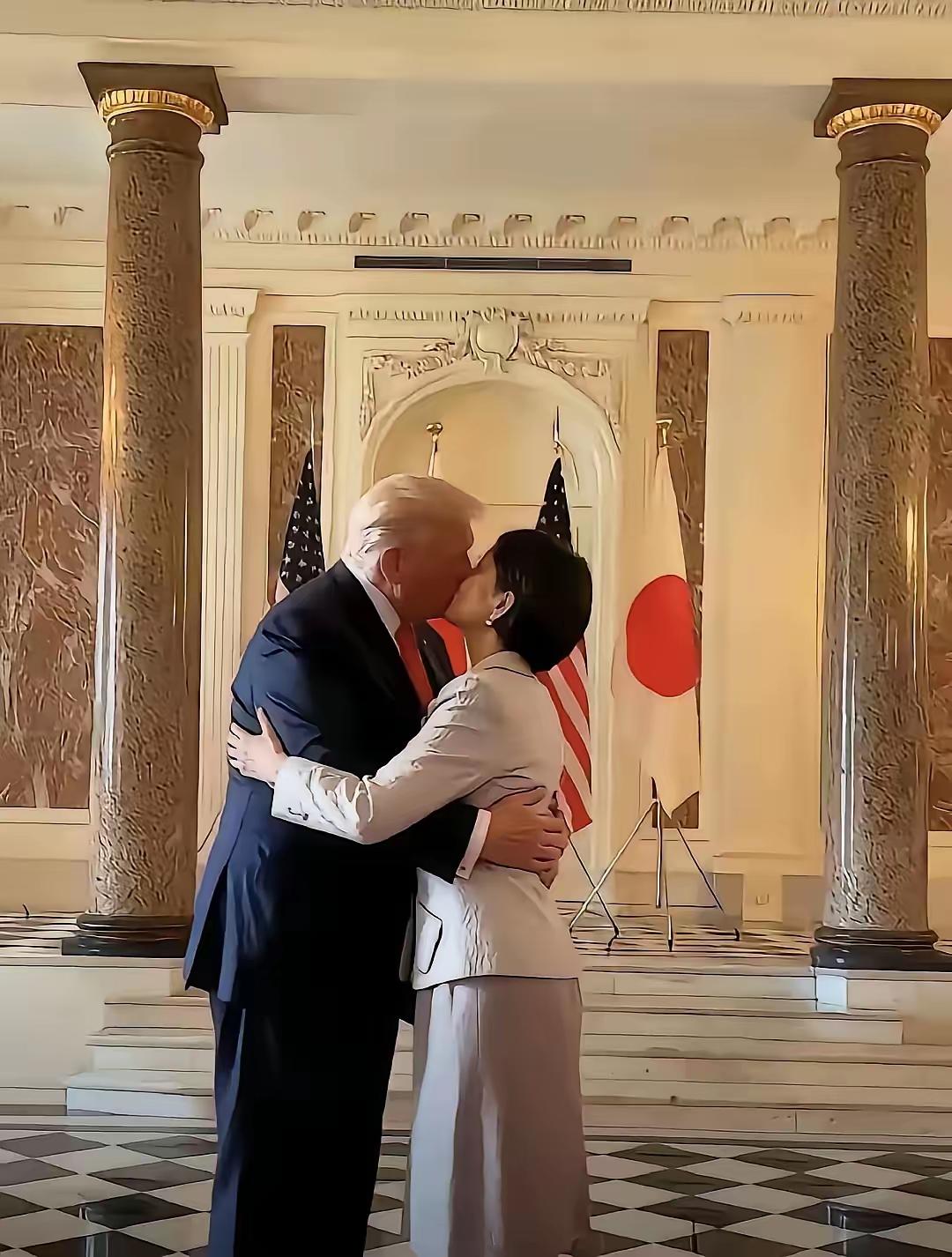 估计不仅美国人懵了，日本人我懵了吧！难道这就是漂洋过海来亲你！一个美国总统和一个