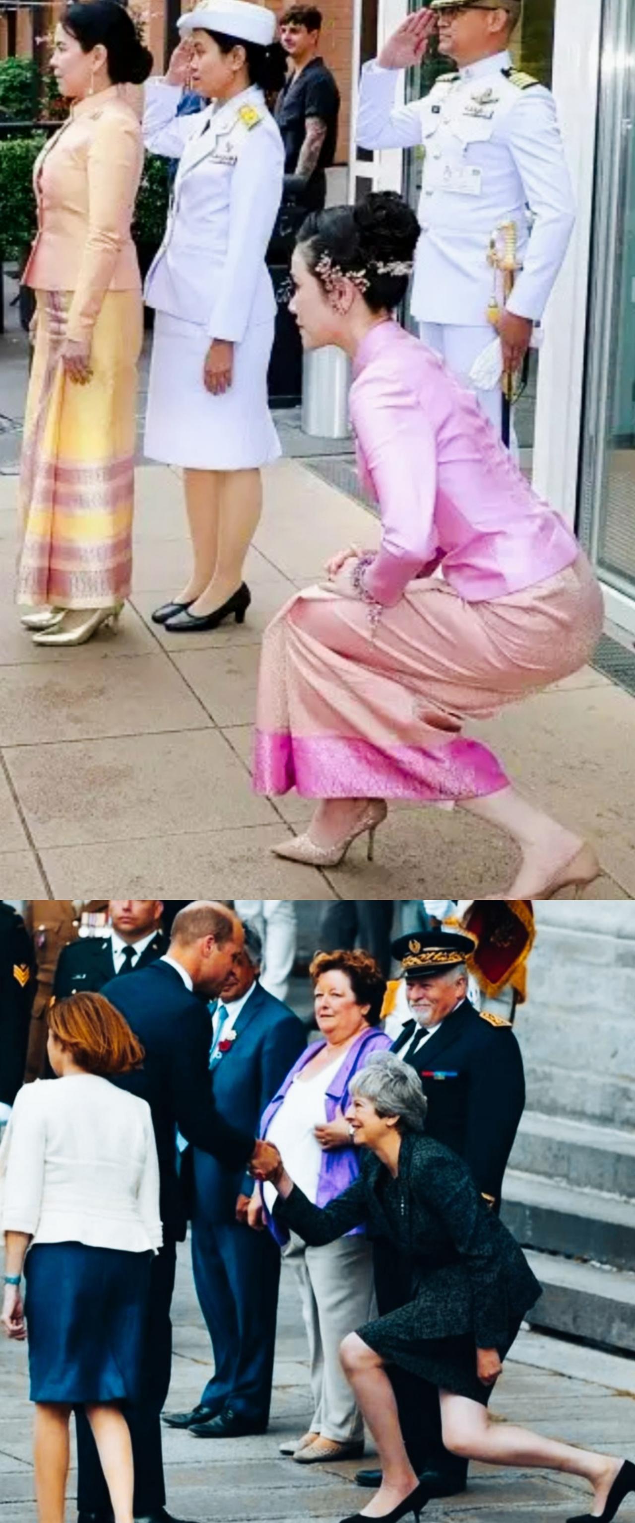 特雷莎梅和诗妮娜谁的屈膝礼更标准呢？特雷莎梅和诗妮娜屈膝礼的姿势有所不同，反映