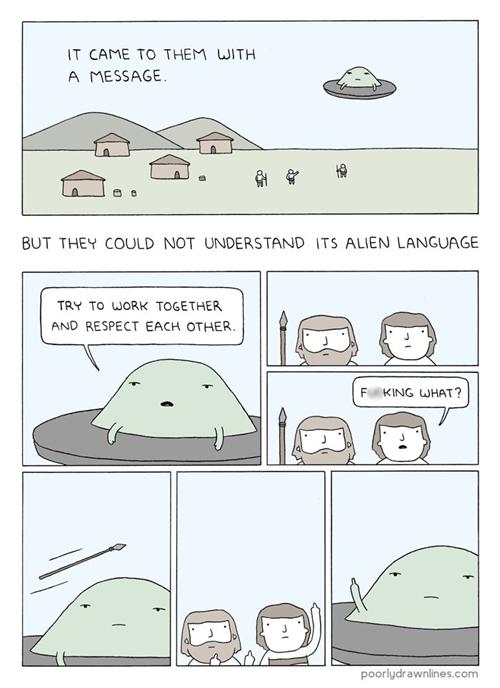 一张外星人拜访地球的幽默图片引发热议，网友认为这比想象中更准确，有人猜测耶稣可能