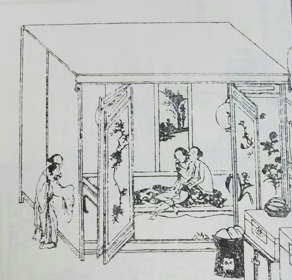 冰盆里沉李浮瓜，果盒里还有冰湃的果子。潘金莲喝冰水，吃果子，西门庆一边喝酒一边和