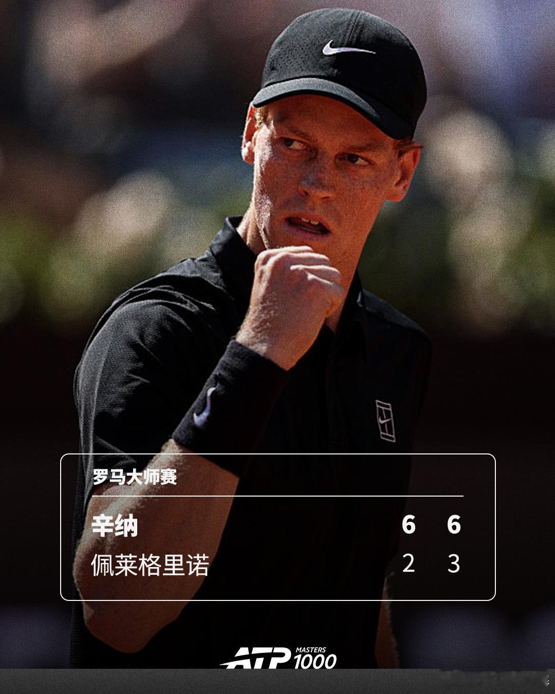 辛纳晋级八强💪ATP1000罗马大师赛第四轮，头号种子辛纳直落两盘以6-2
