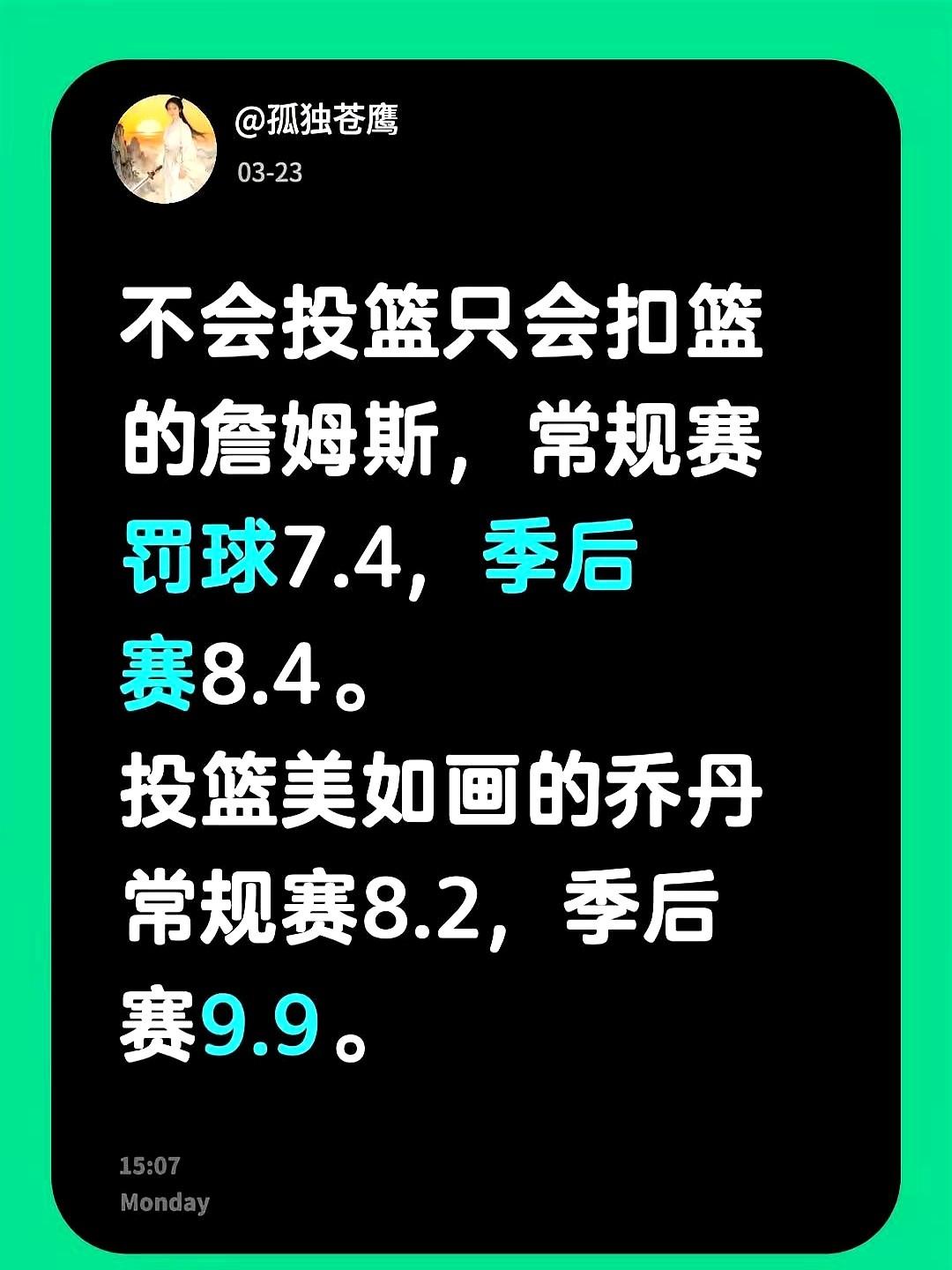 都说詹姆斯不会投篮，只会靠身体硬凿？数据可不会骗人。季后赛，勒布朗场均罚球8