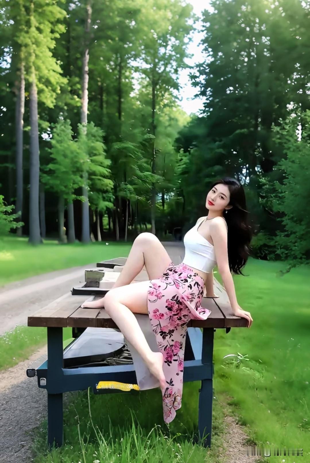 绿野仙踪处，美人倚木桌。