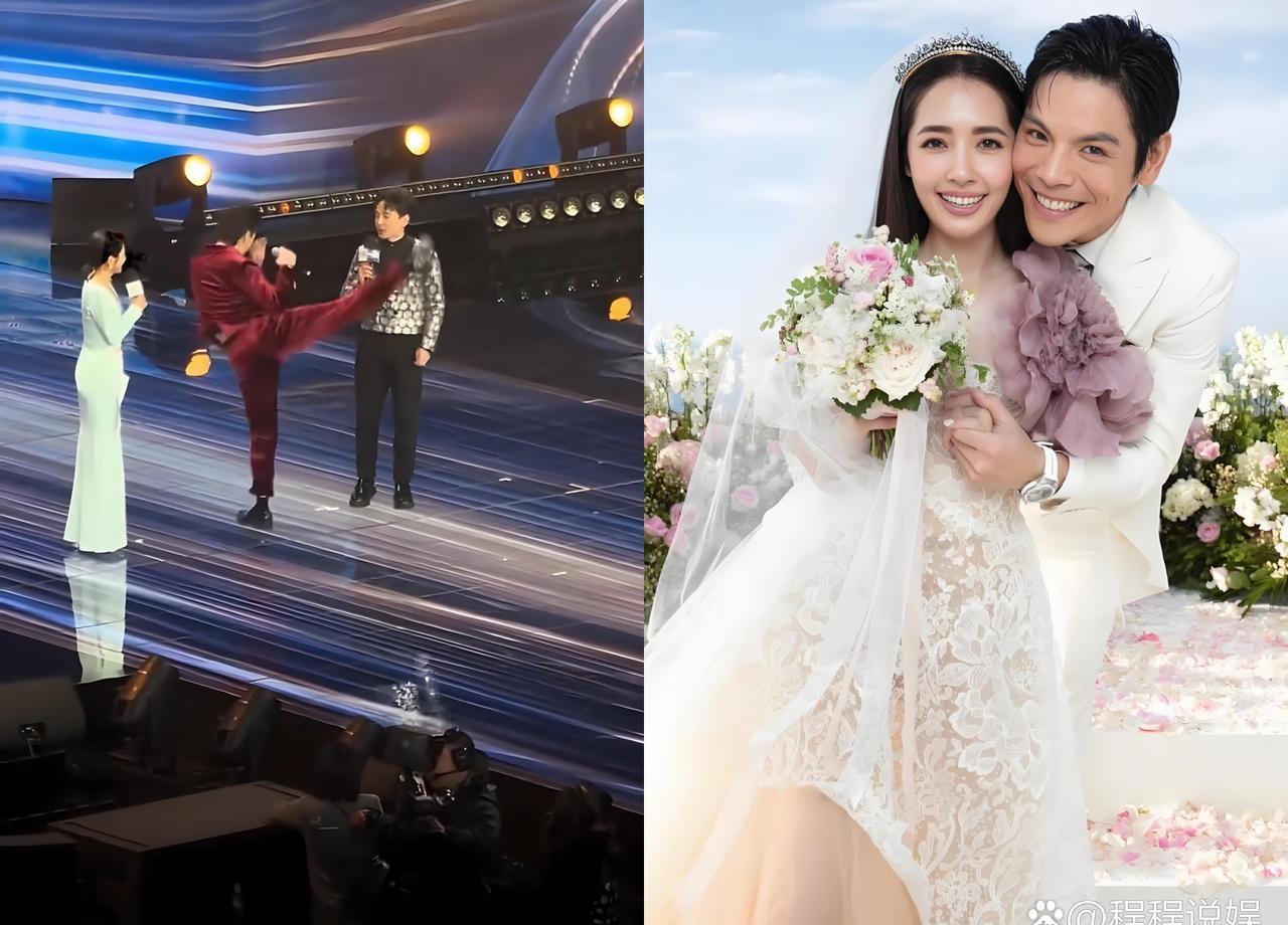 向佐那一脚差点踢碎主持人的下巴。丝绒西装，功夫配乐，他拳头挥到一半突然变线，脚