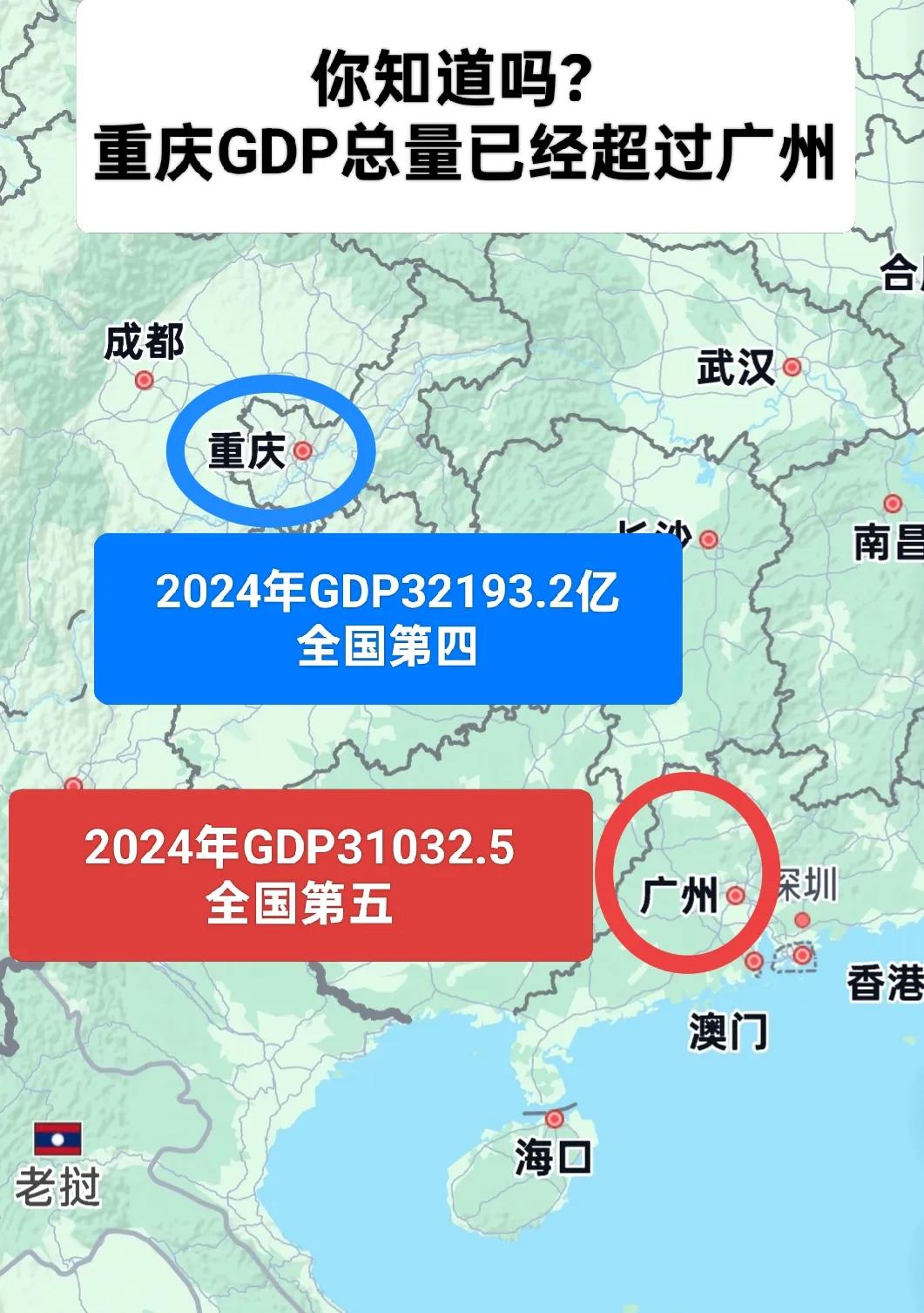 你知道吗？重庆GDP已经超过广州了。重庆2024年GDP已经超过广州，当然这里说