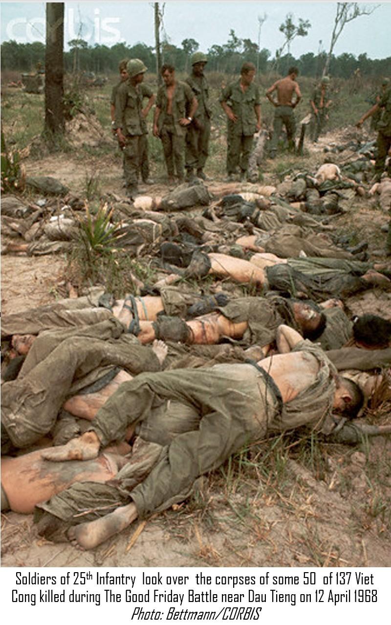 一张越南战争时期的历史照片：图注：“1968年4月12日，在德乌丁附近的耶稣受