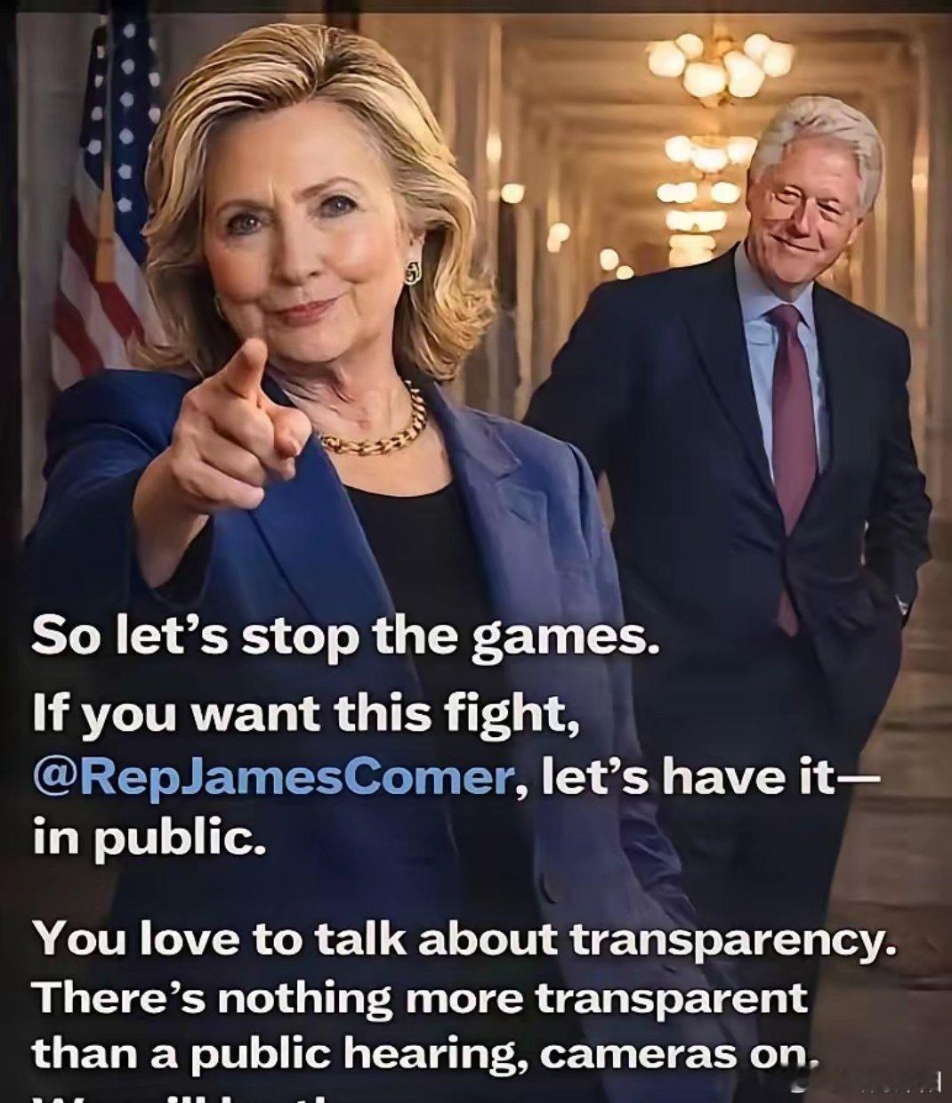 希拉里·克林顿此番表现堪称态度强硬、底气十足，她不仅亲自出席相关听证会，还公开呼