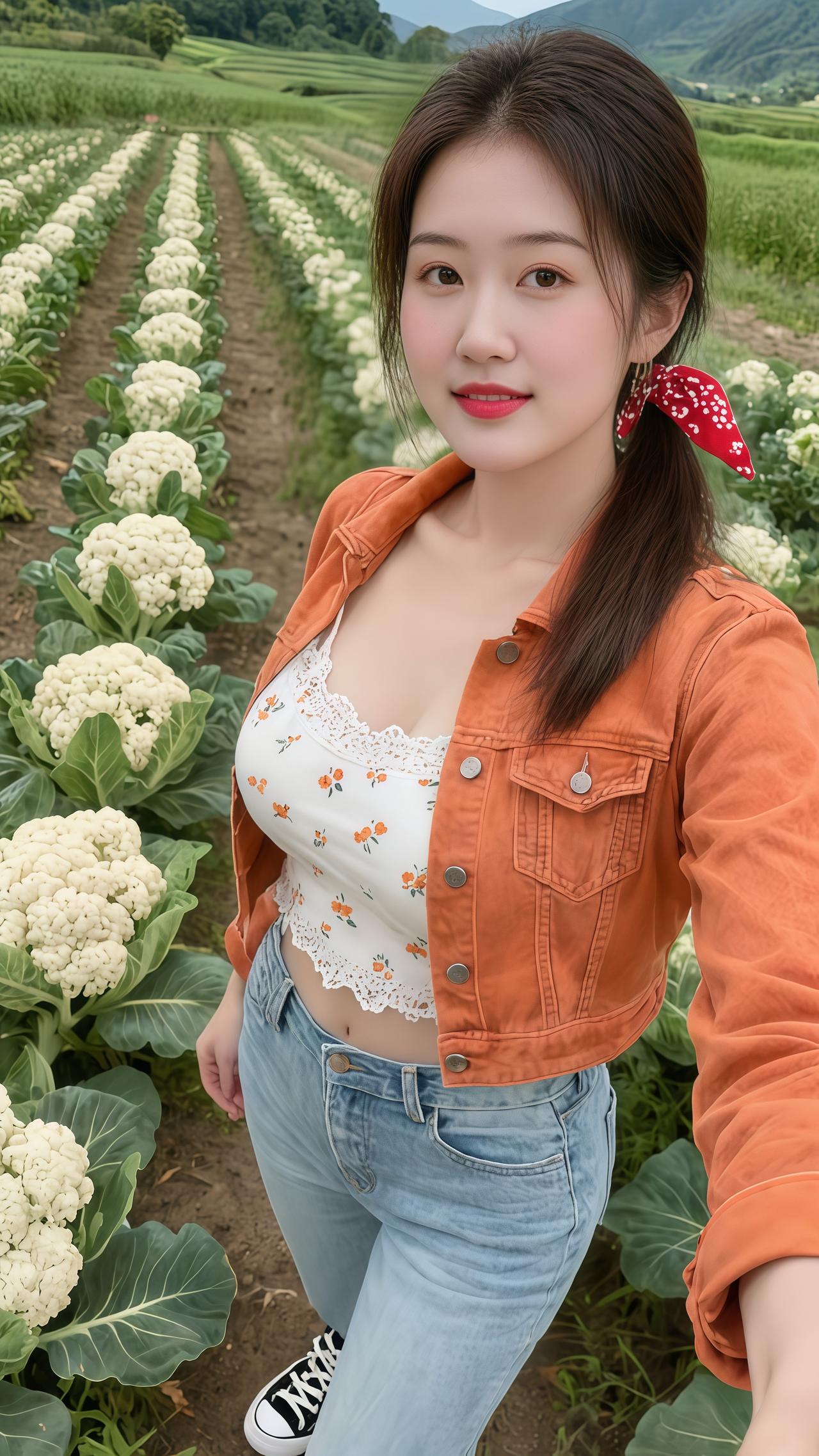 田园生活农村女孩田园风光