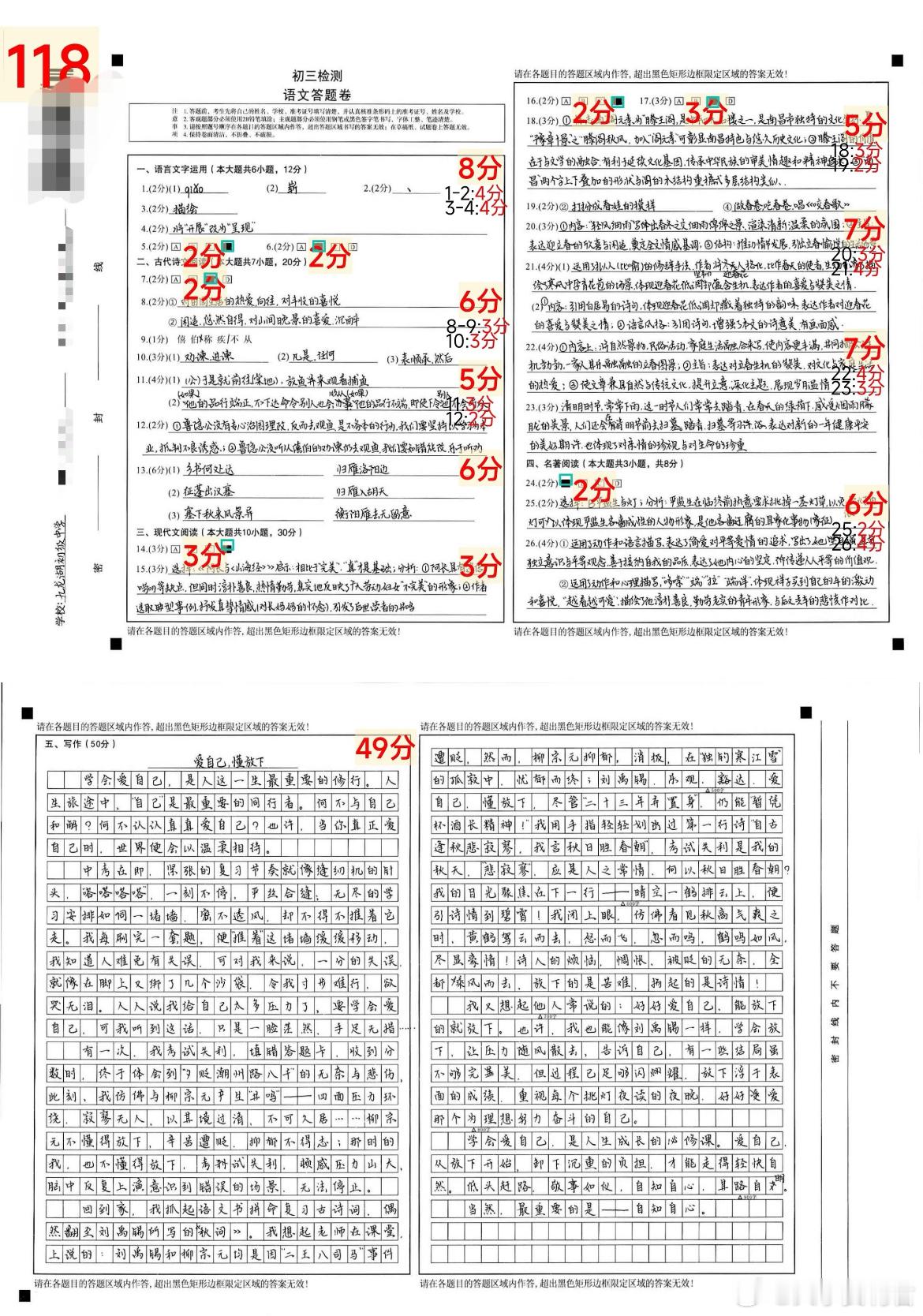 初中语文118是什么概念？