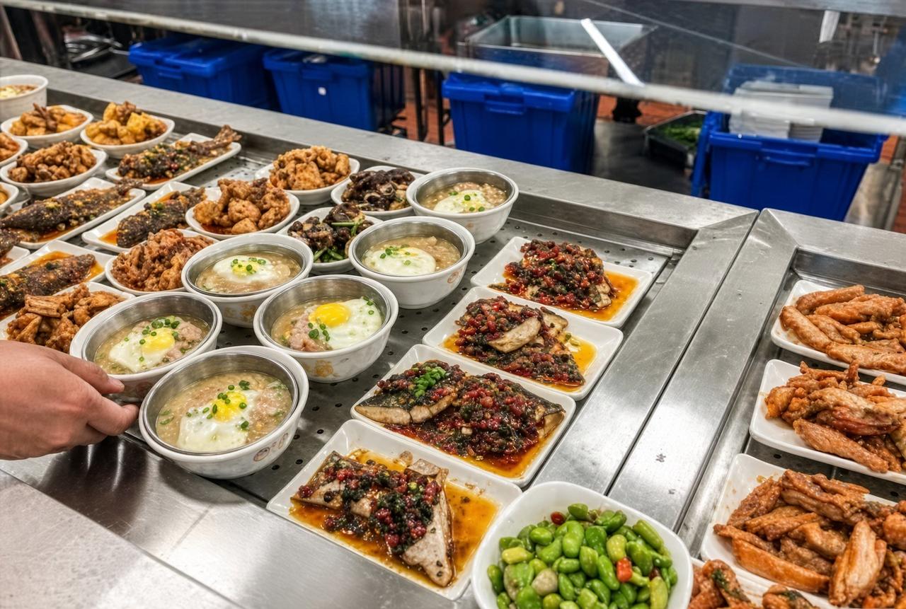 这是特斯拉上海工厂饭堂我看菜色也就一般吧