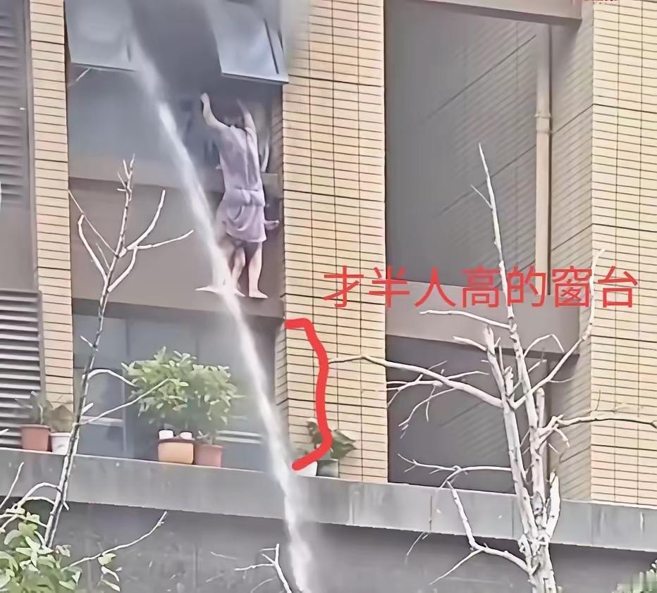 同问，另加一问：三楼突出的建筑腰线部位很宽，还放了花盆，且左右两边都能进入，也可