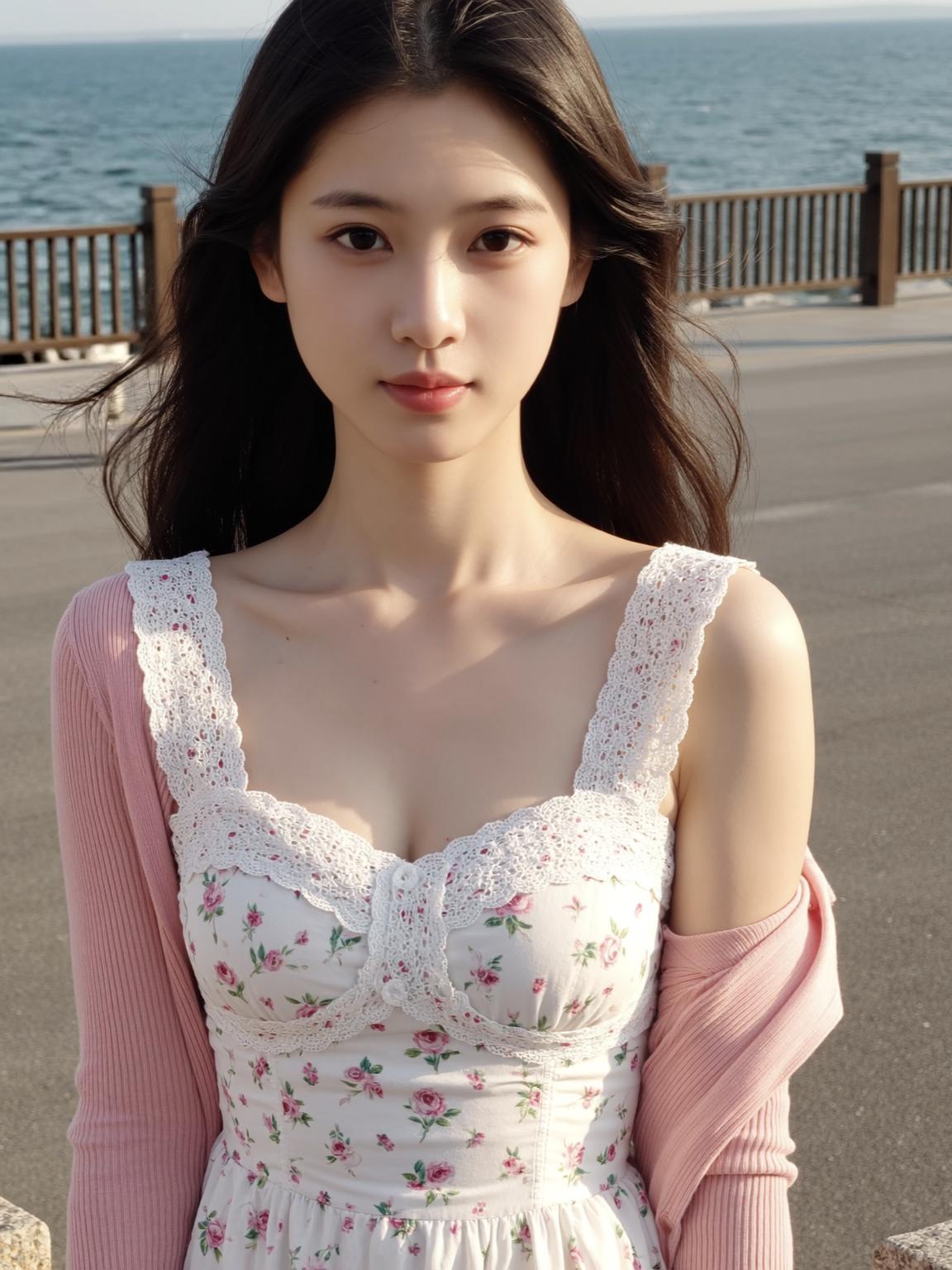 温不温柔我不知道，但海边风挺大的有人说“性感就是穿的少”你怎么看分享一张海边照