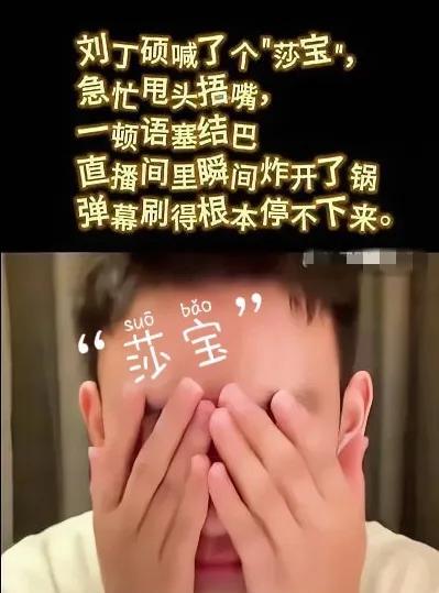 刘丁硕直播间一句“莎宝”，自己都红温了，赶紧又歪头又捂脸，感觉他都快恨死自