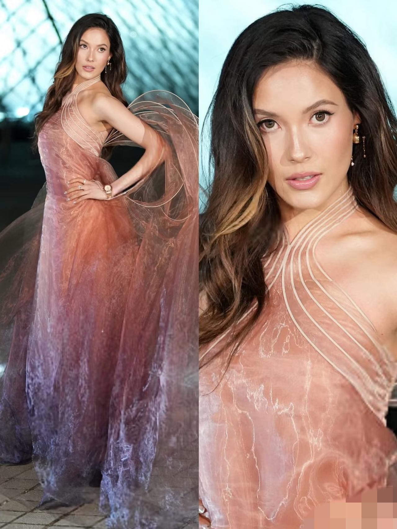 谷爱凌参加罗浮宫晚宴，终于像亚洲人!3月3日，谷爱凌现身法国巴黎的罗浮宫参加