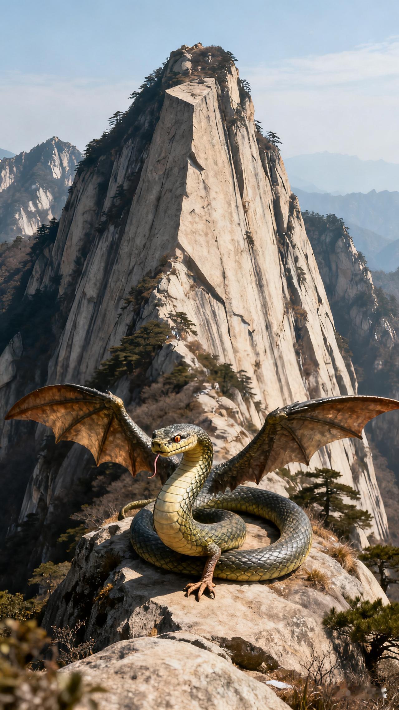 再往西六十里，是太华山，山势陡峭像是用刀削成的，呈四方形。山高可达五千仞，占