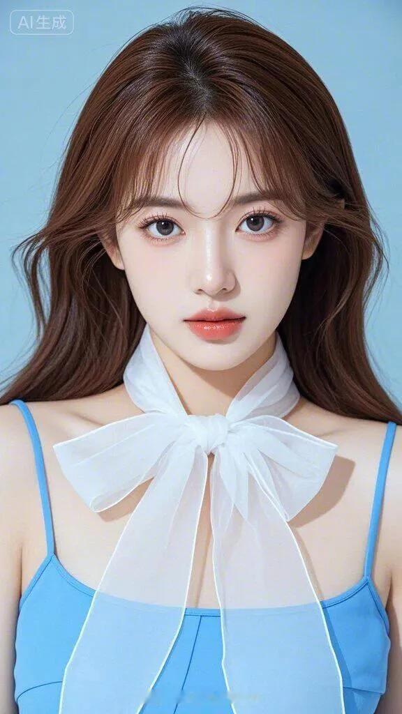 清新少女风，甜美蝴蝶结，温柔蓝裙，元气满满！🌸💖
