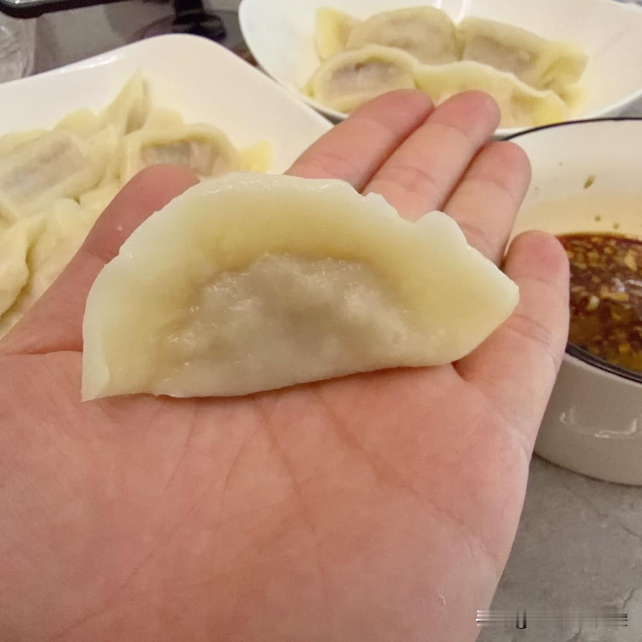 这么大的饺子一顿吃多少个？今晚晚饭煮了一锅饺子，猪肉白菜馅的。吃着吃着