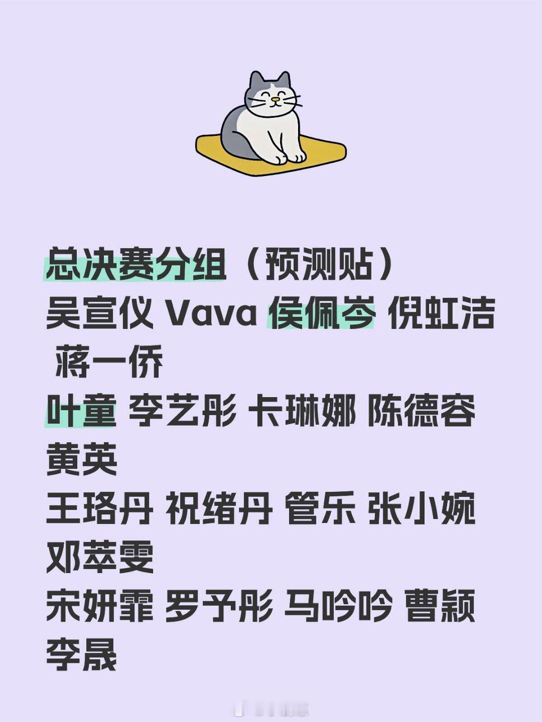 乘风2025浪姐6总决赛分组预测总决赛分组（预测贴）吴宣仪Vava侯